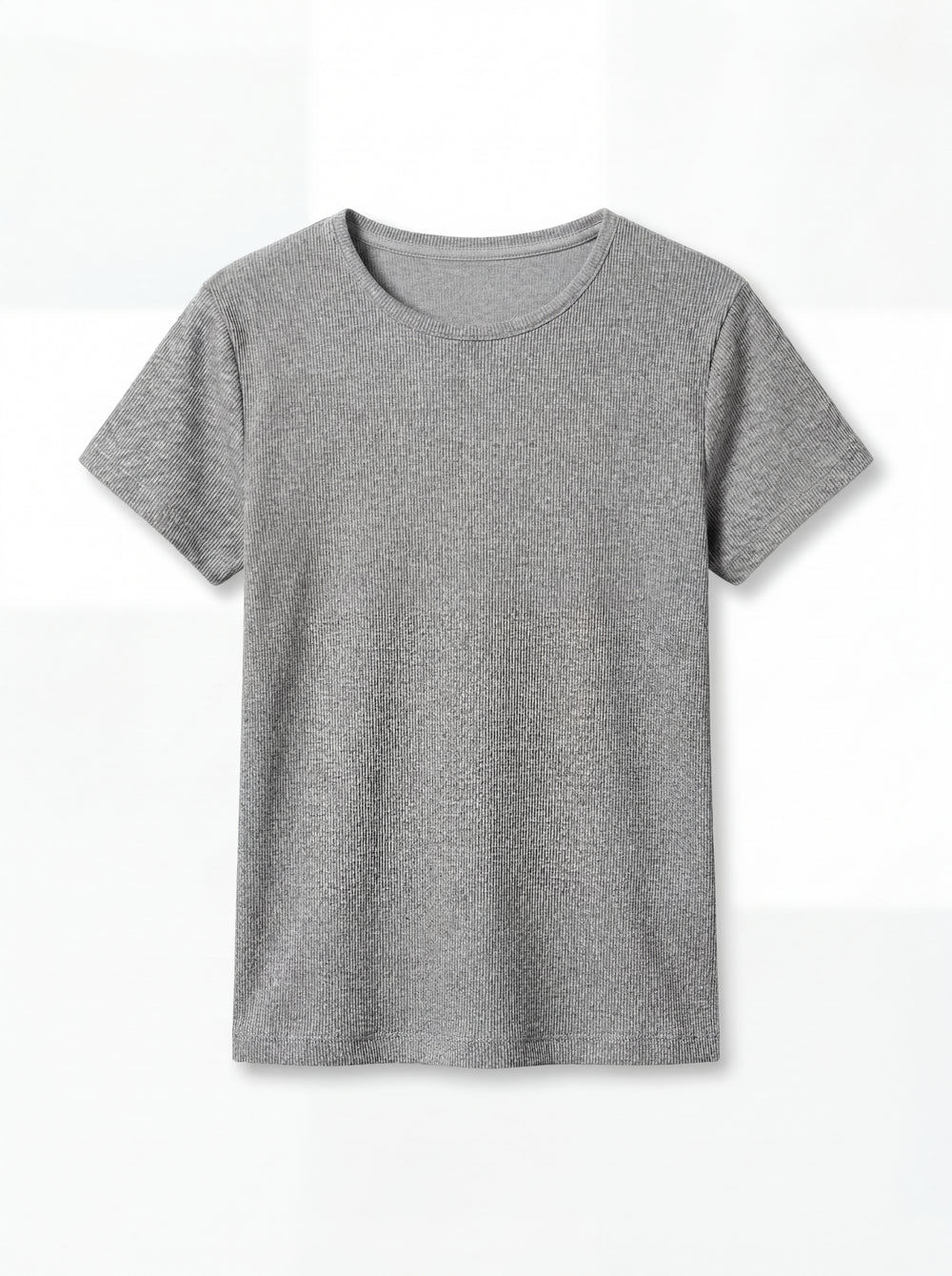 FITILLI KISA KOLLU PAMUK T-SHIRT GRI
