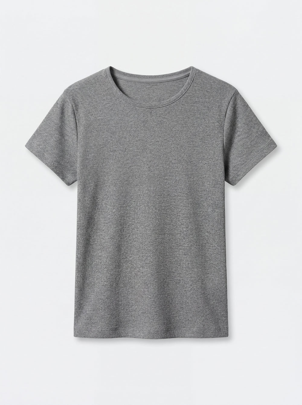 FITILLI KISA KOLLU PAMUK T-SHIRT FUME