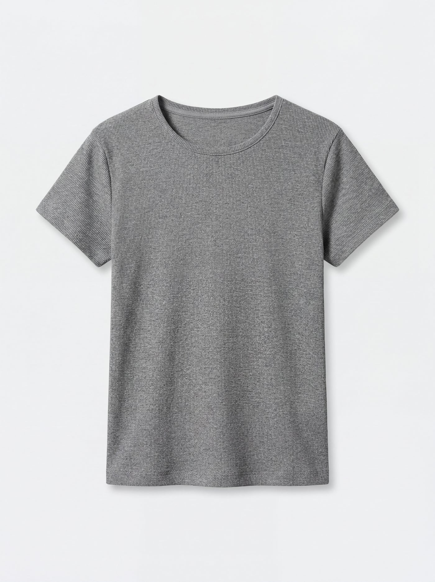 FITILLI KISA KOLLU PAMUK T-SHIRT FUME