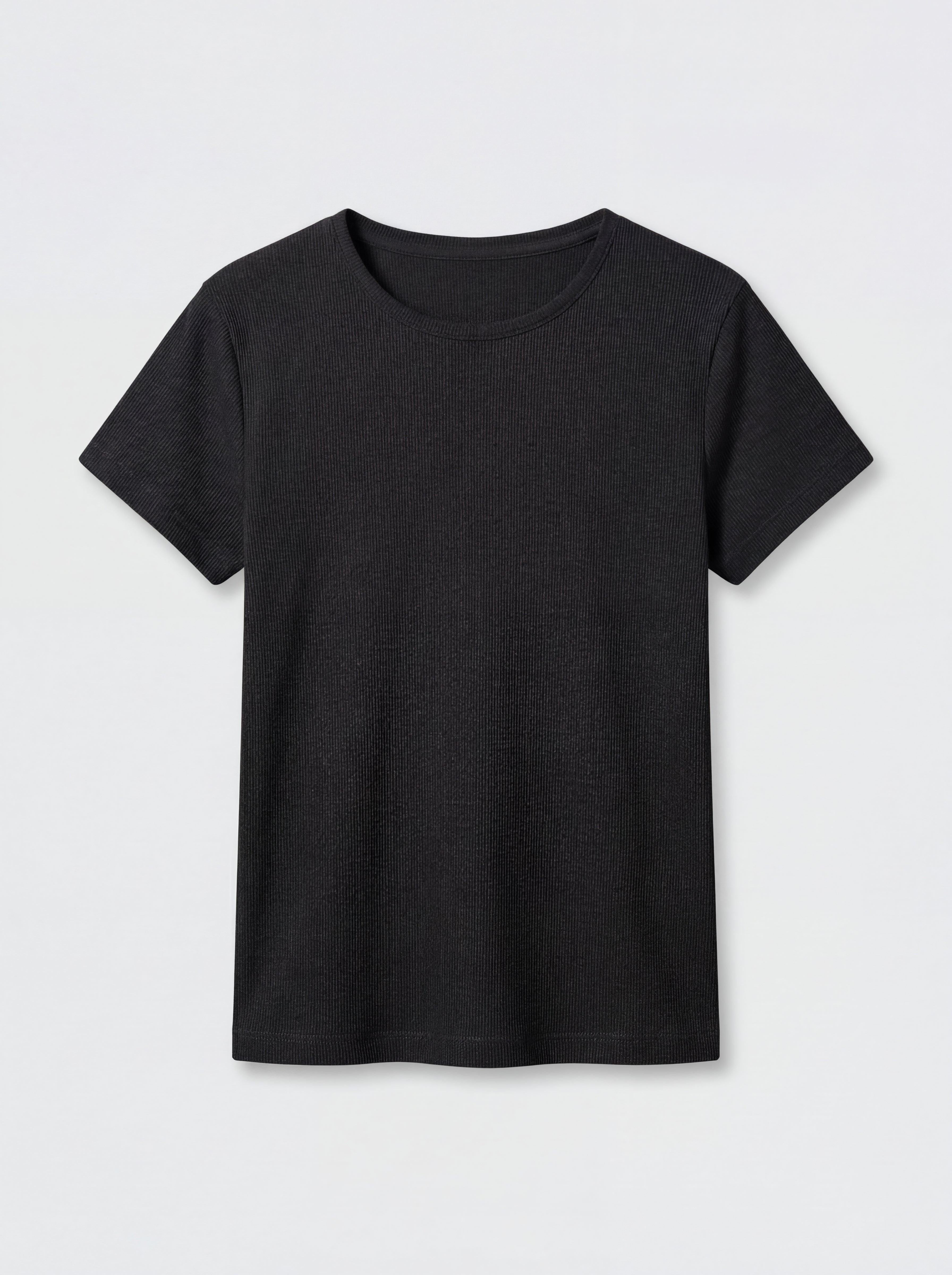 CORDUROY SHORT SLEEVE COTTON T-SHIRT BLACK
