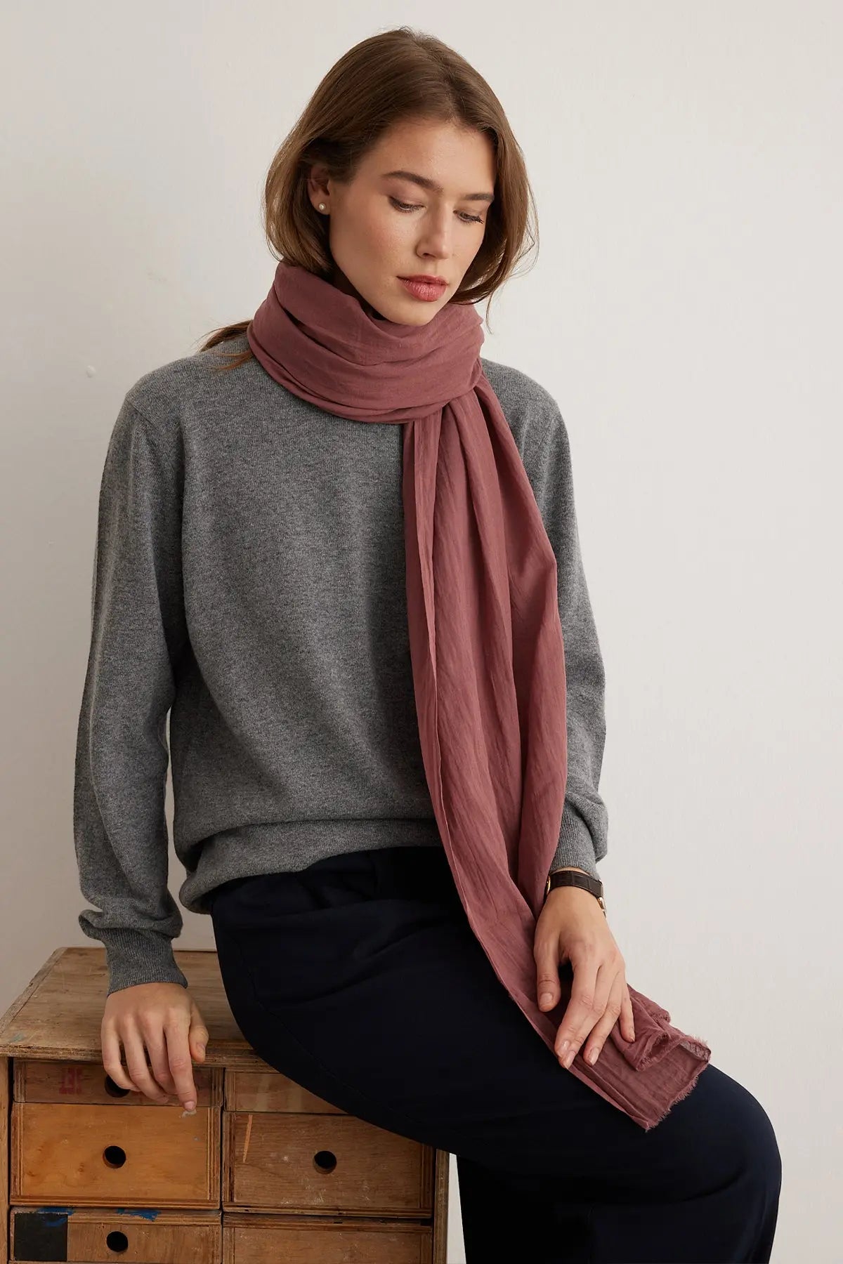 Dark Rose Organik Pamuk Handmade Şal HARMONIOUS