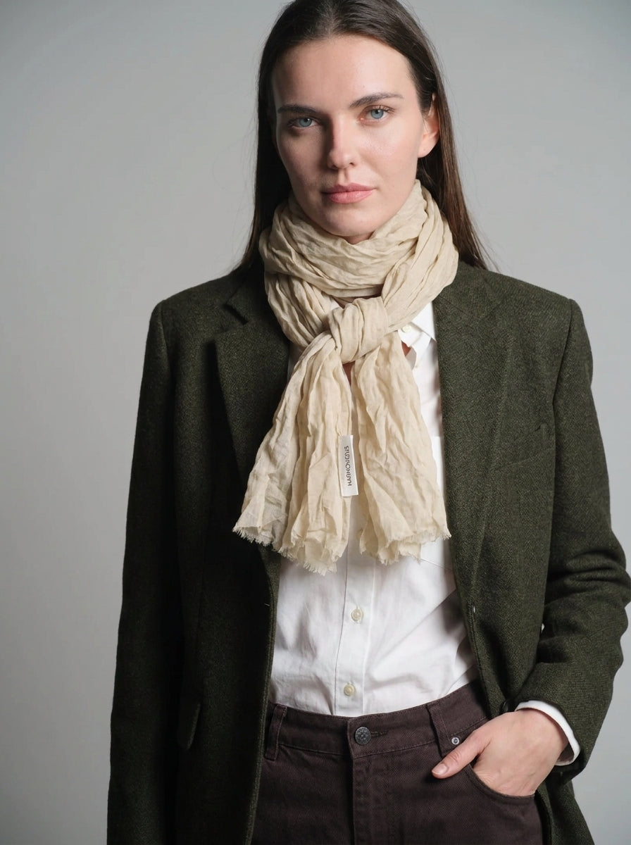 VINTAGE BEIGE ORGANIK PAMUK EL BOYAMA SAL