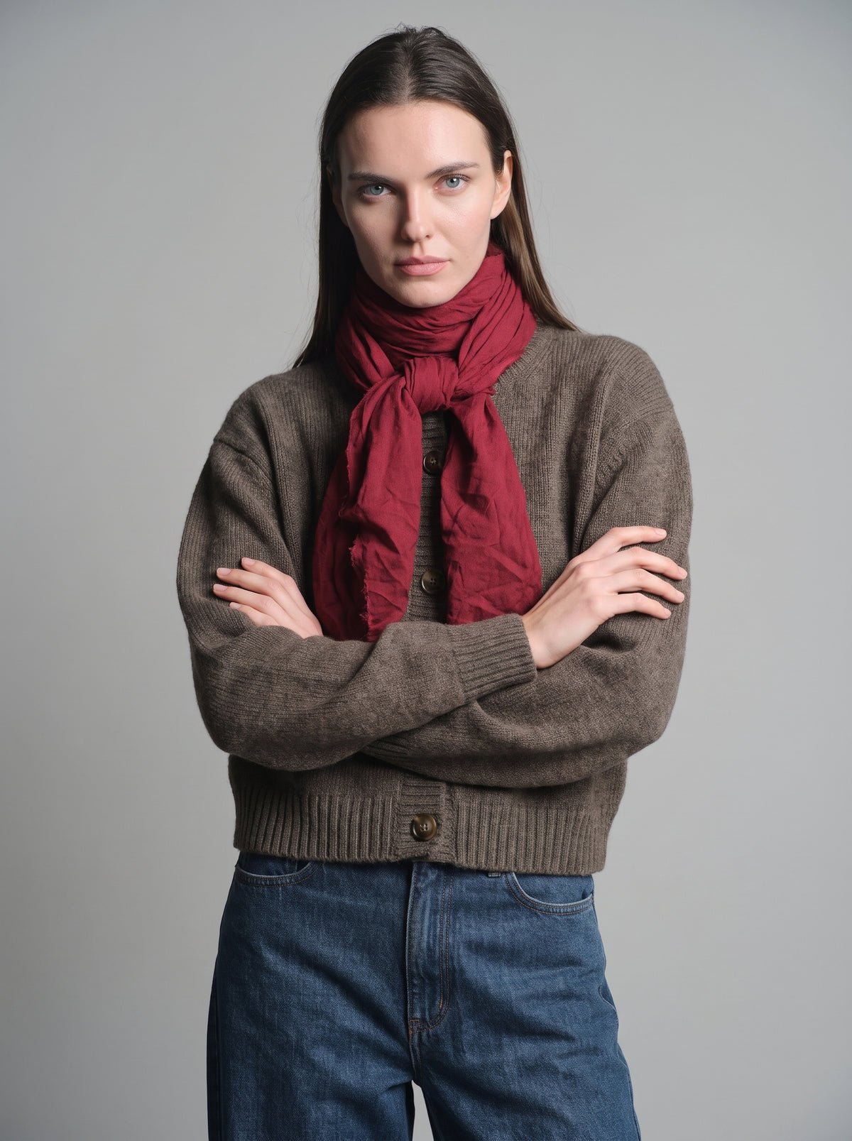 British Red Organic Cotton Handmade Square Scarf
