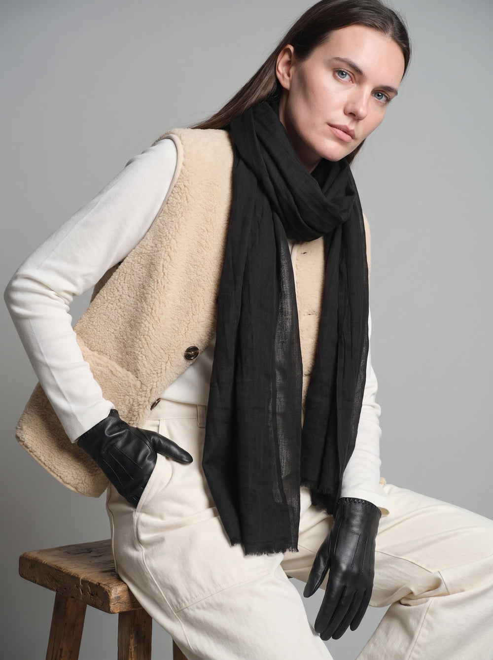 Black Moon Organik Pamuk Handmade Sal