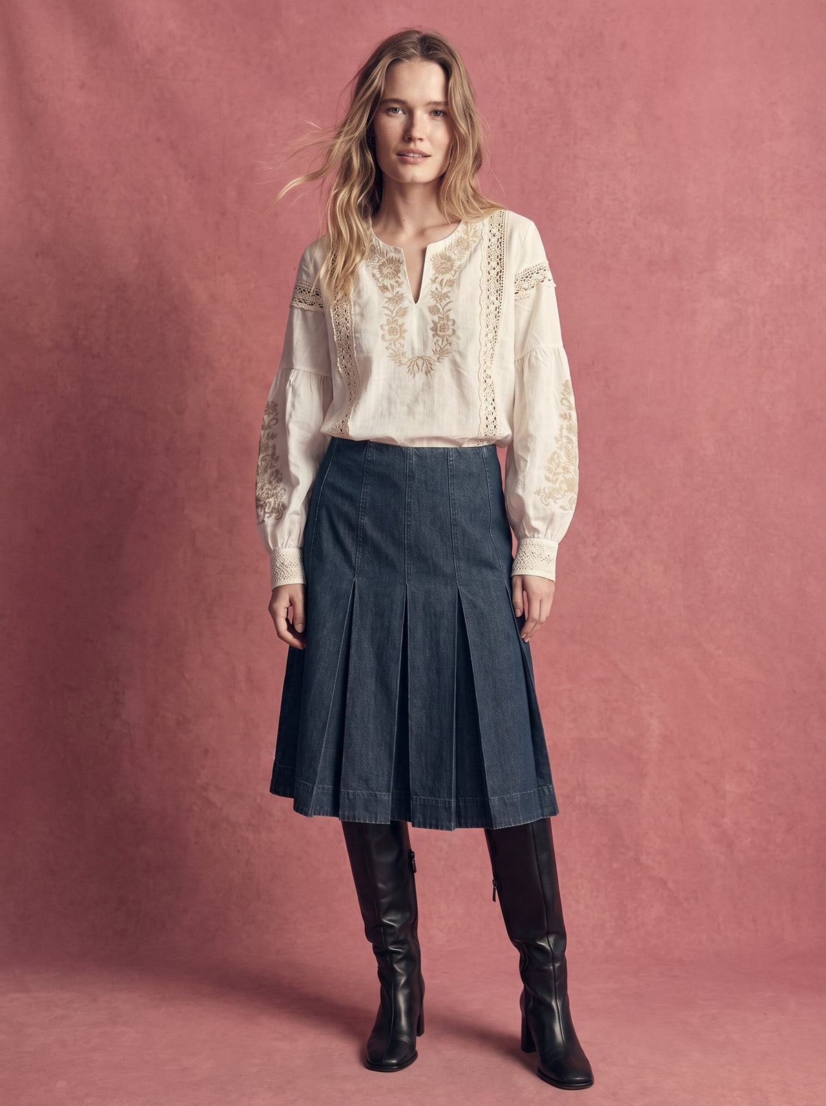 ODETTE NAKIŞLI COTTON BLUZ