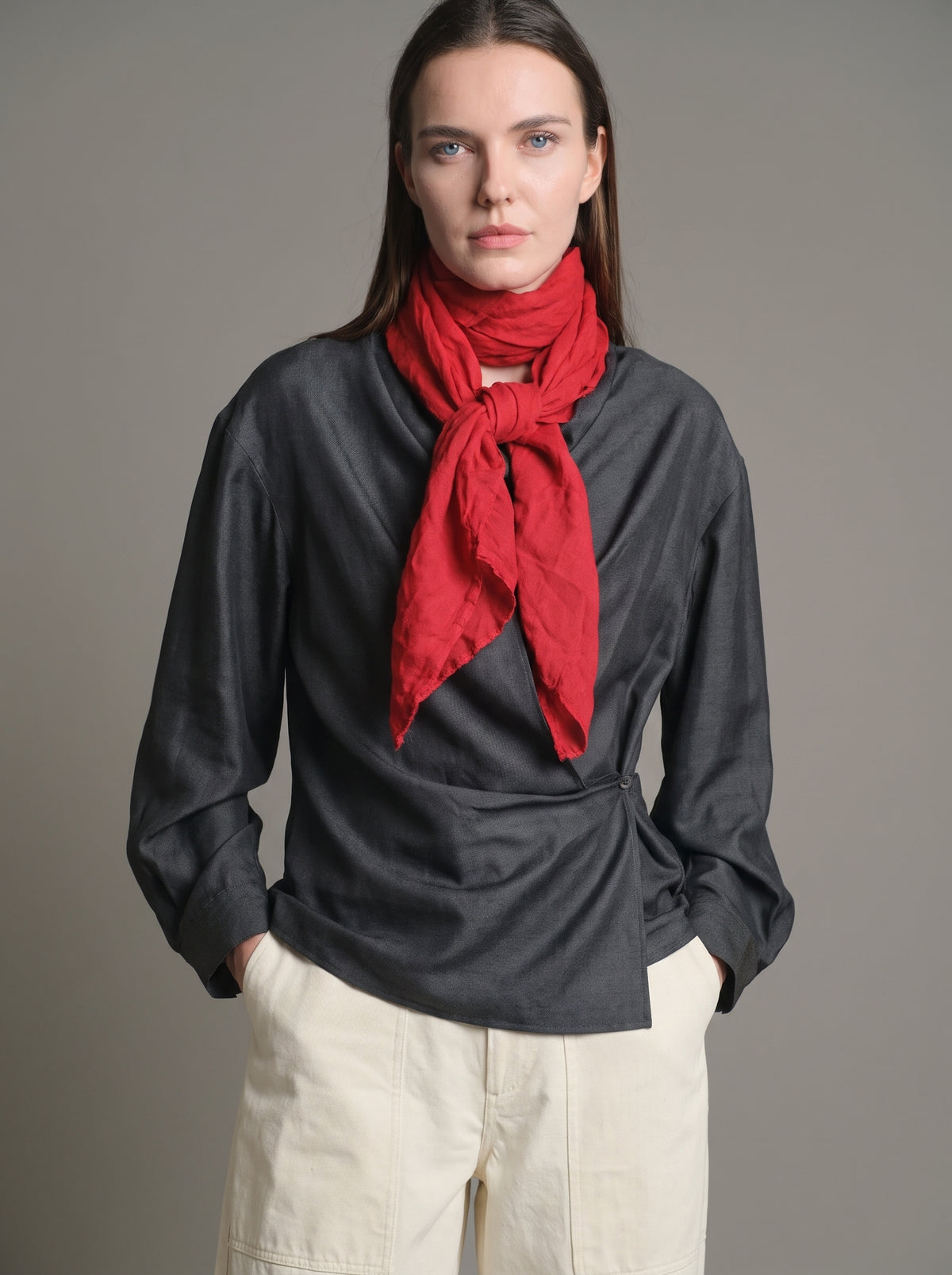 CHRISTMAS RED ORGANIK PAMUK KARE FULAR