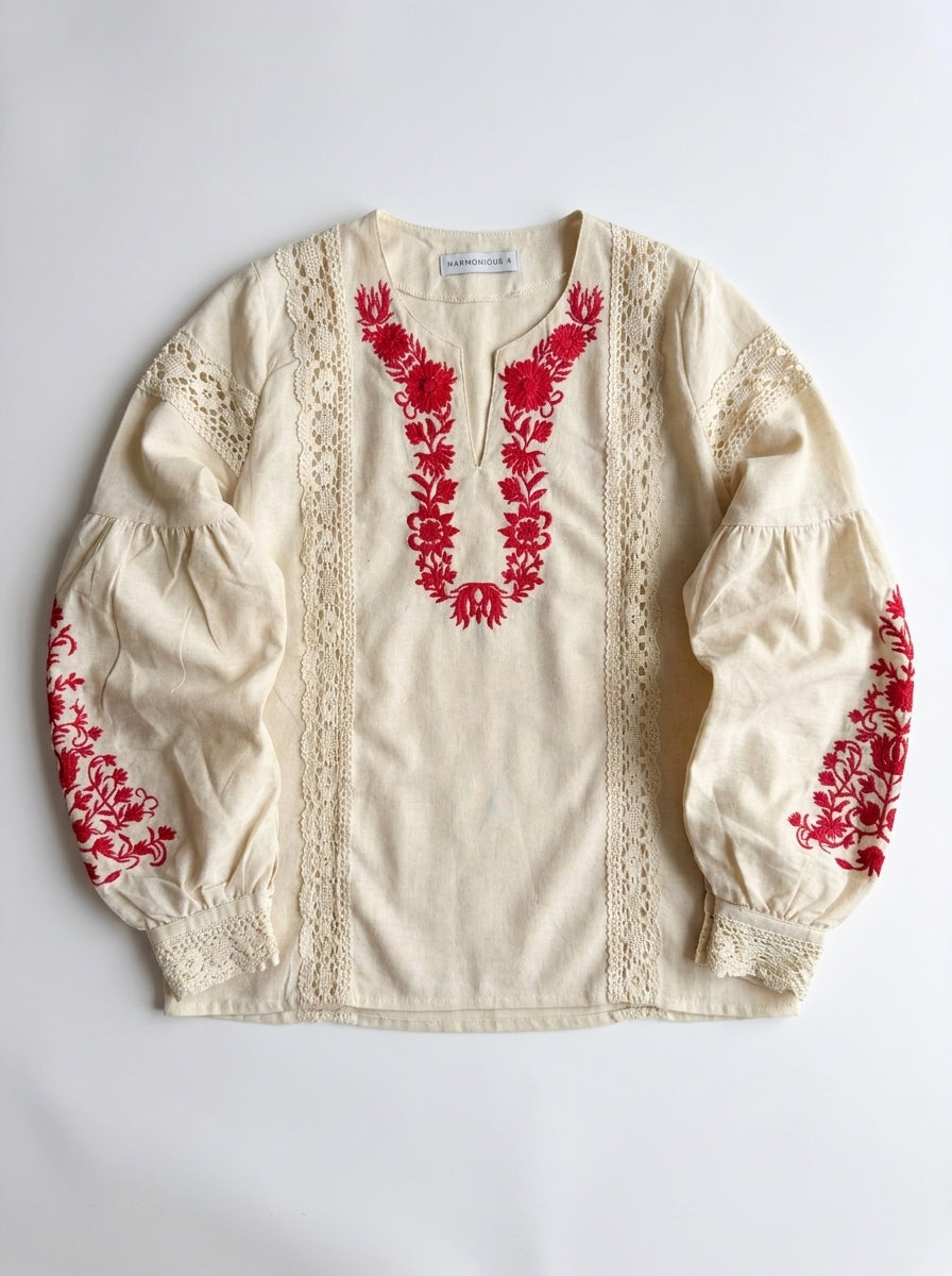 ODETTE NAKIŞLI COTTON BLUZ RED