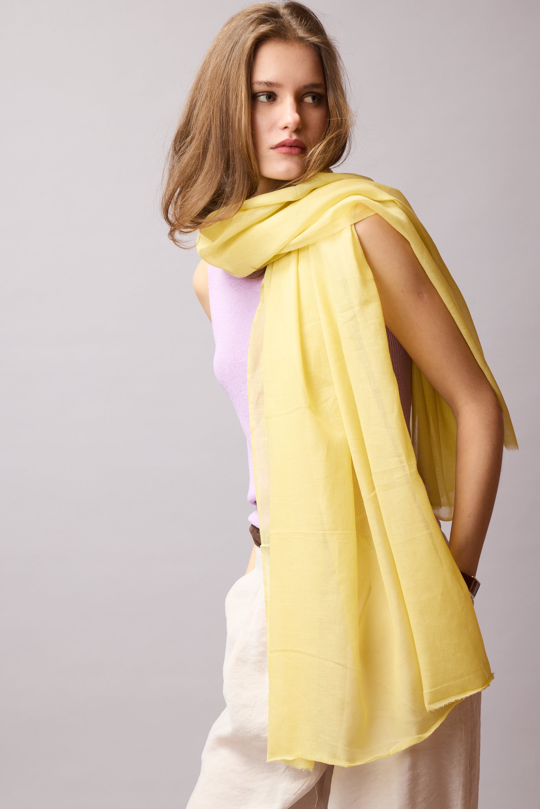 Lemon Yellow Organik Pamuk Handmade Şal