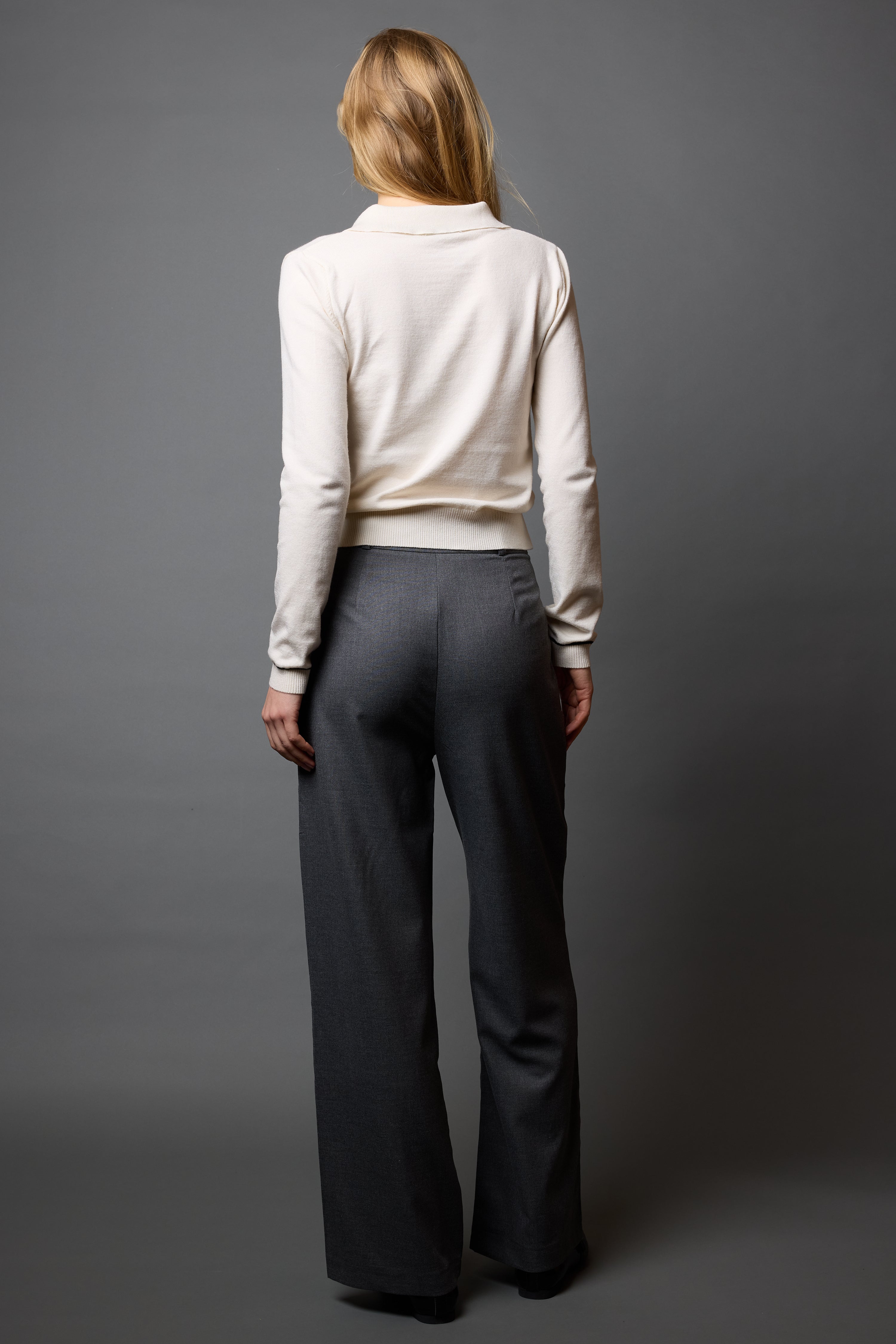 DOUBLE PLEATED PALAZZO TROUSERS FUME