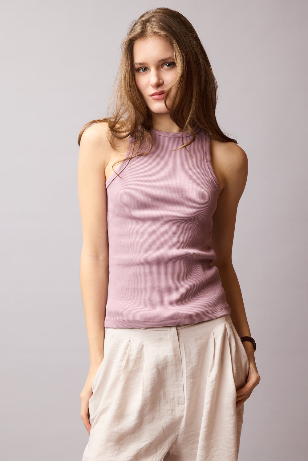 HALTER YAKA CROP TOP LAVANDER