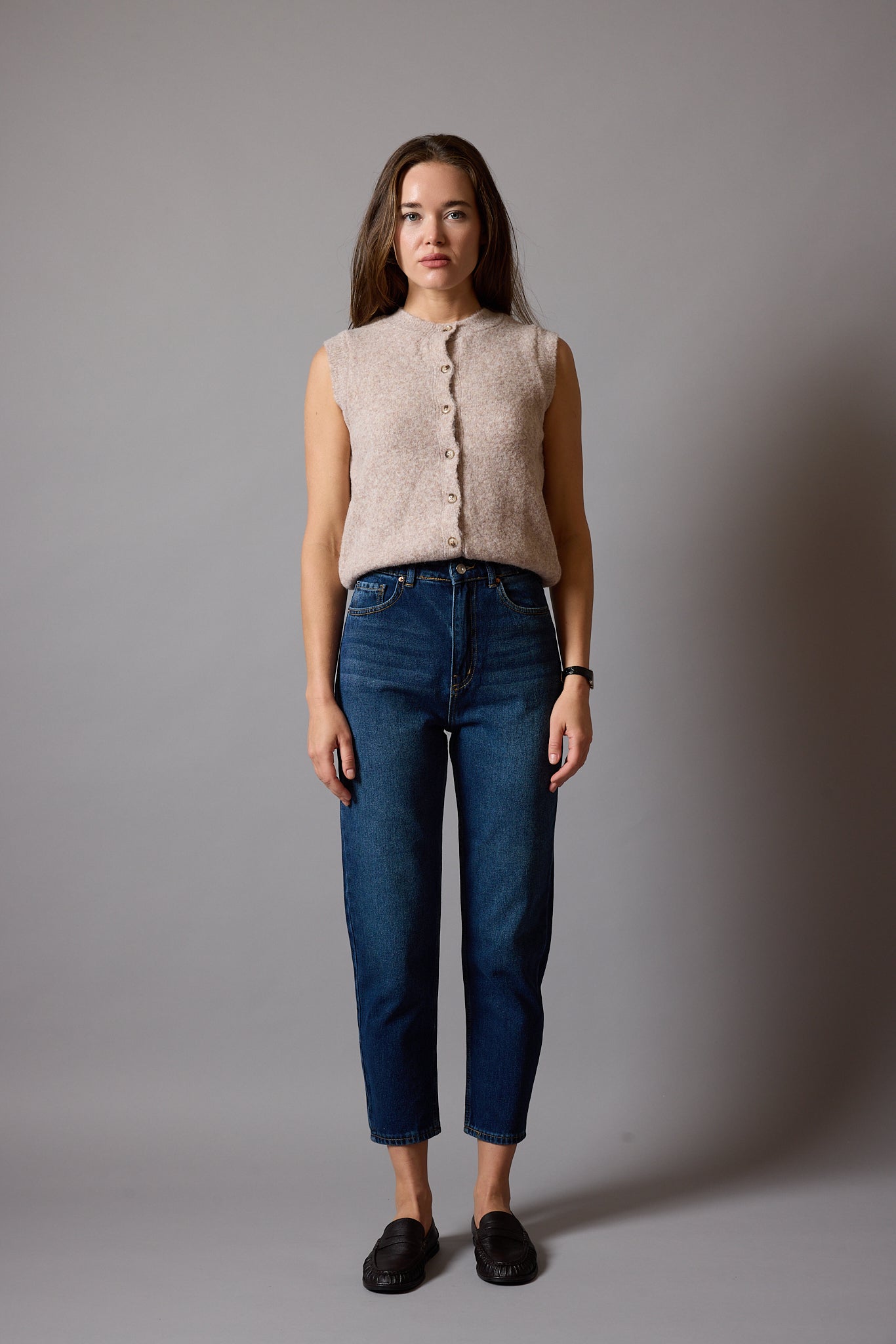 STRAIGHT FIT HIGH WAIST MOM JEAN BLUE