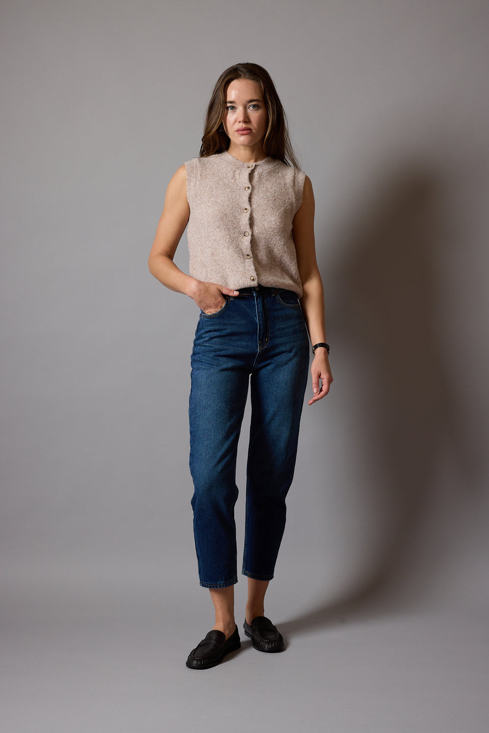STRAIGHT FIT YUKSEK BEL MOM JEAN BLUE