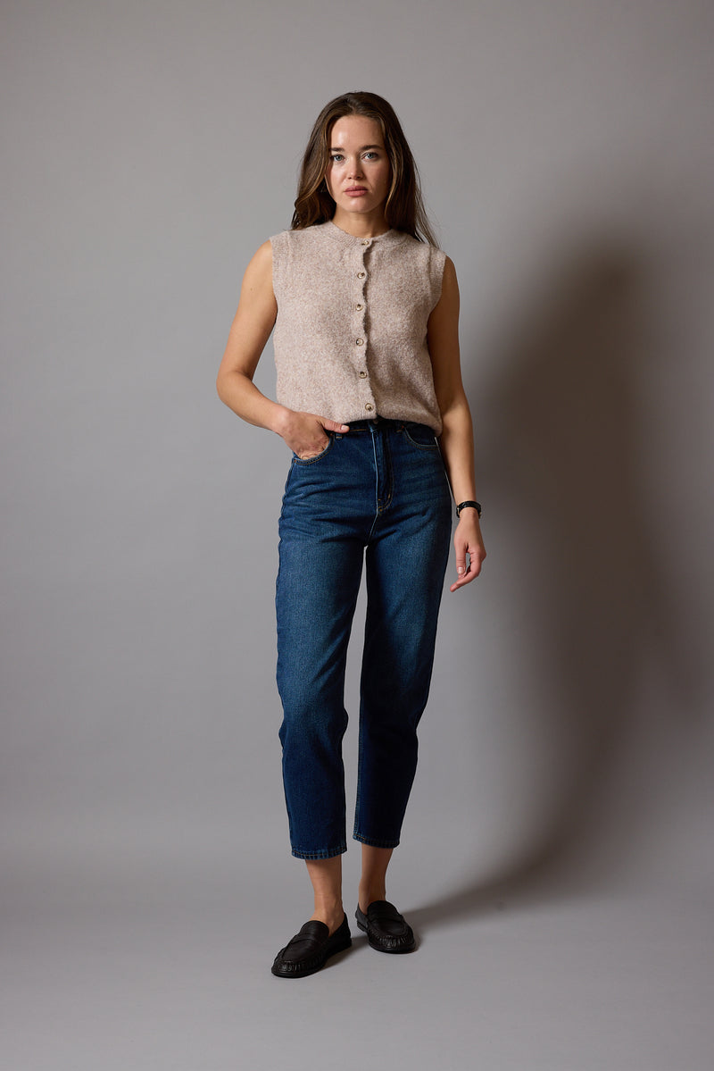 STRAIGHT FIT YUKSEK BEL MOM JEAN BLUE