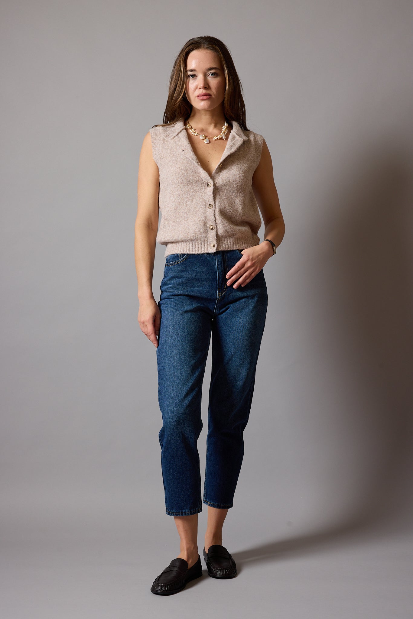 STRAIGHT FIT HIGH WAIST MOM JEAN BLUE