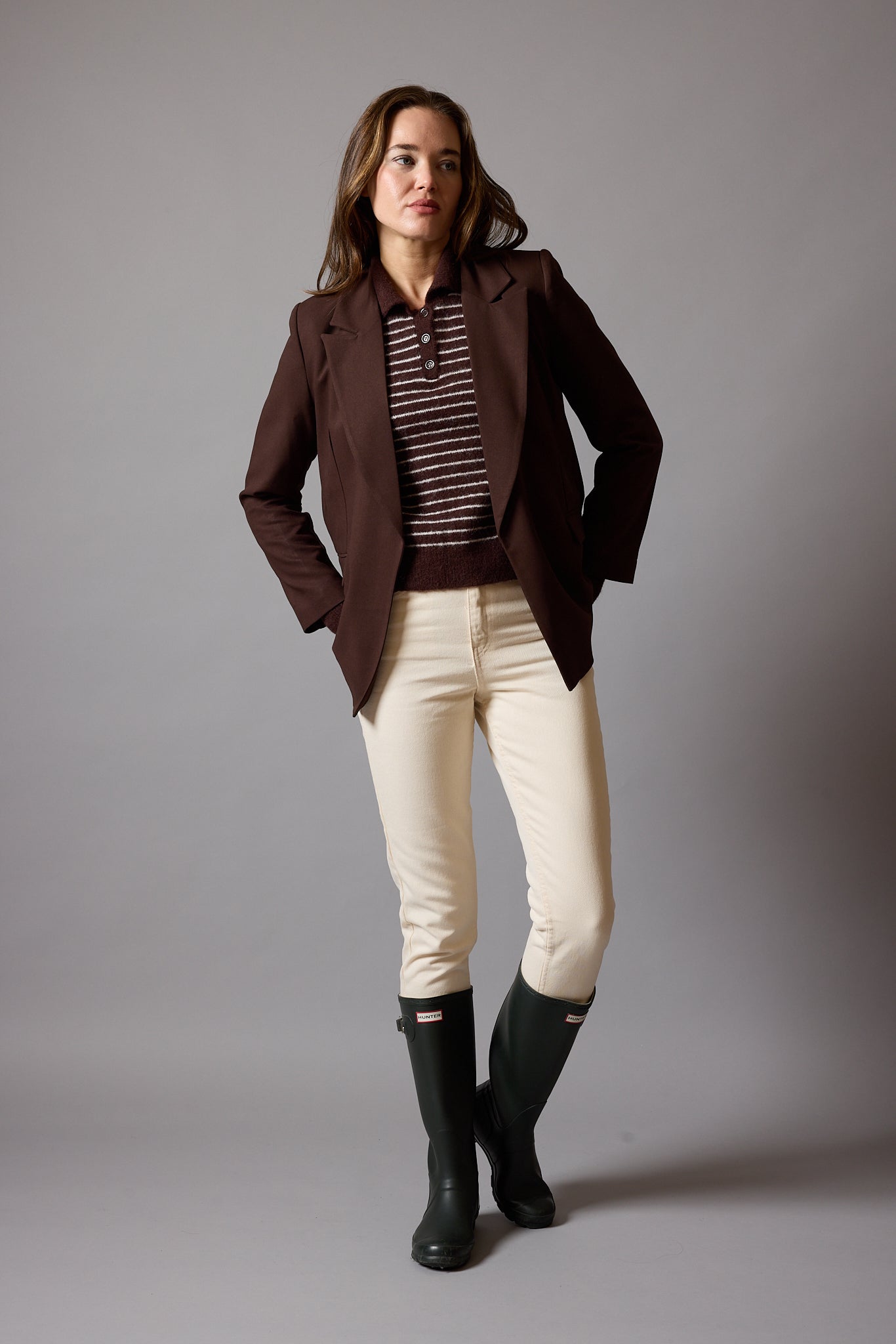 OVERSIZE REGULAR CUT POCKET BLAZER BEIGE