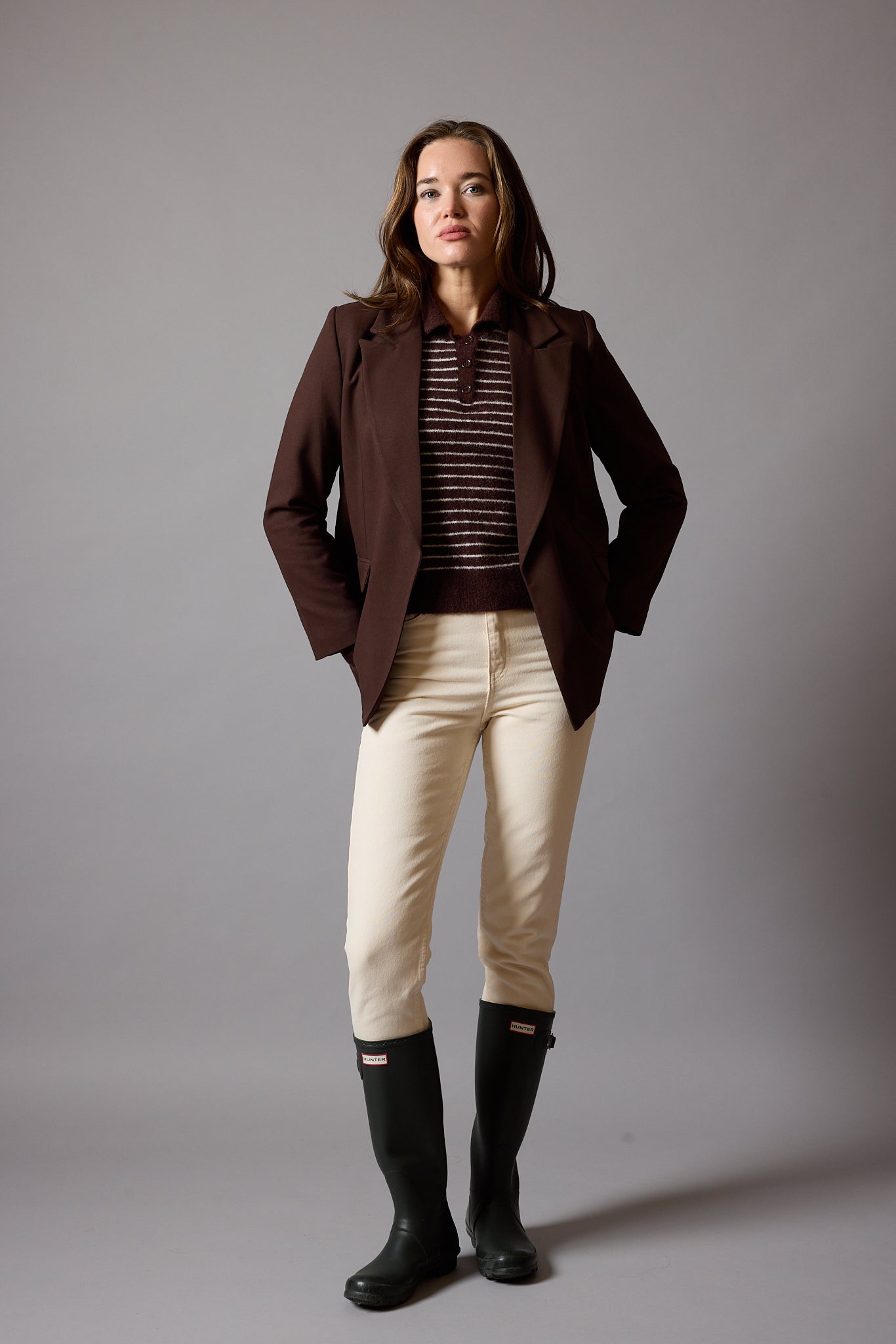 OVERSIZE REGULAR CUT POCKET BLAZER BEIGE