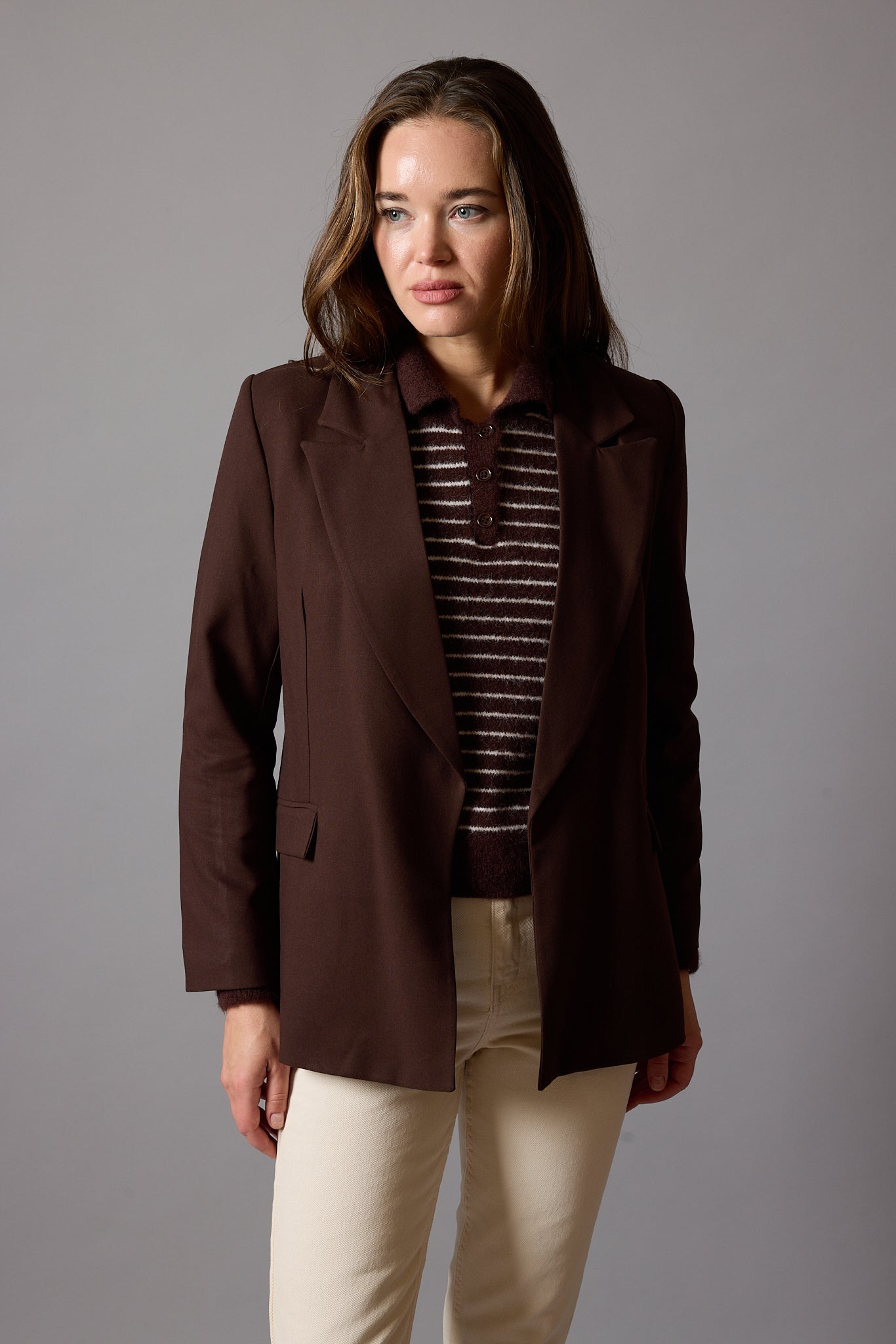 OVERSIZE REGULAR CUT POCKET BLAZER BEIGE