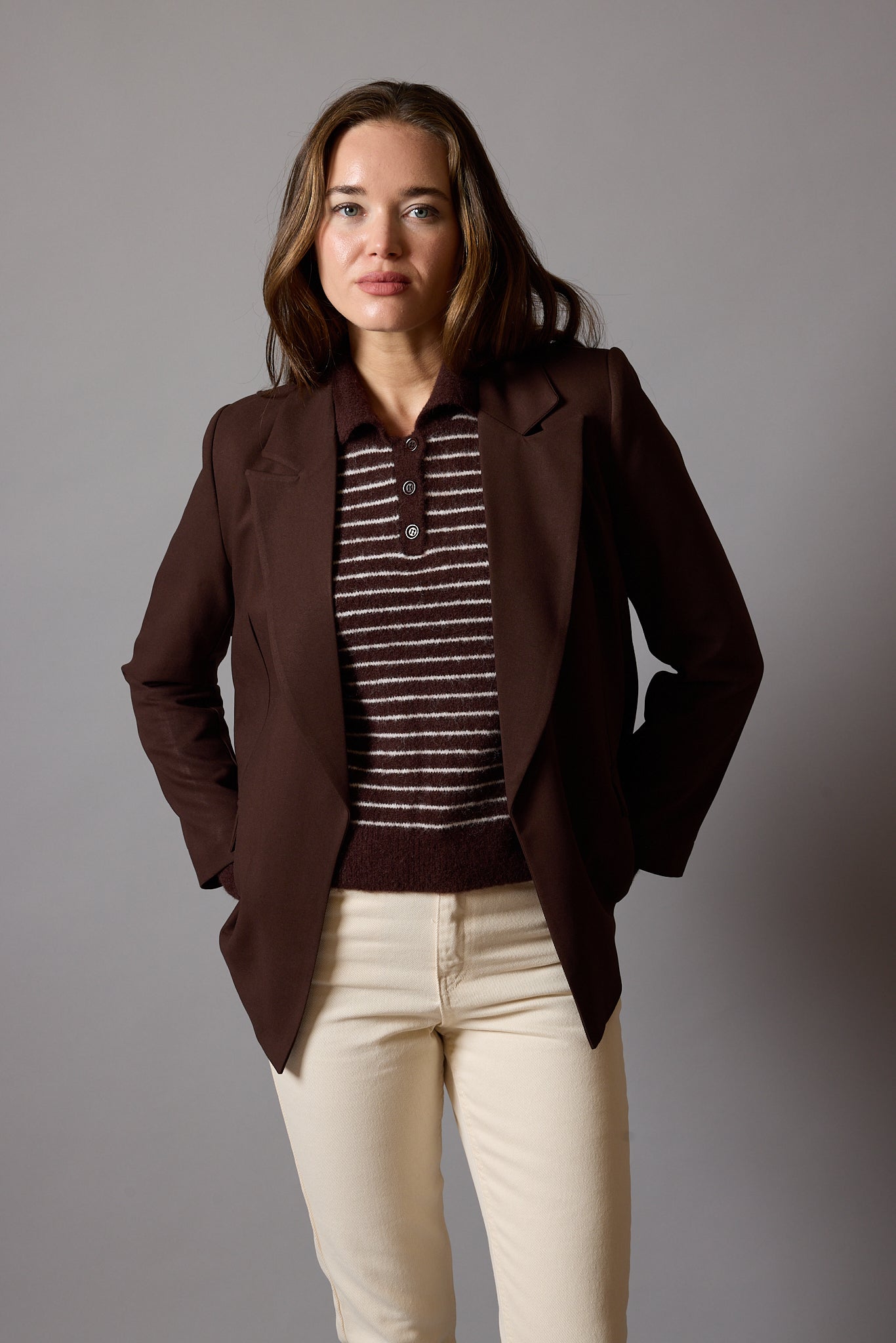 OVERSIZE REGULAR CUT POCKET BLAZER BEIGE