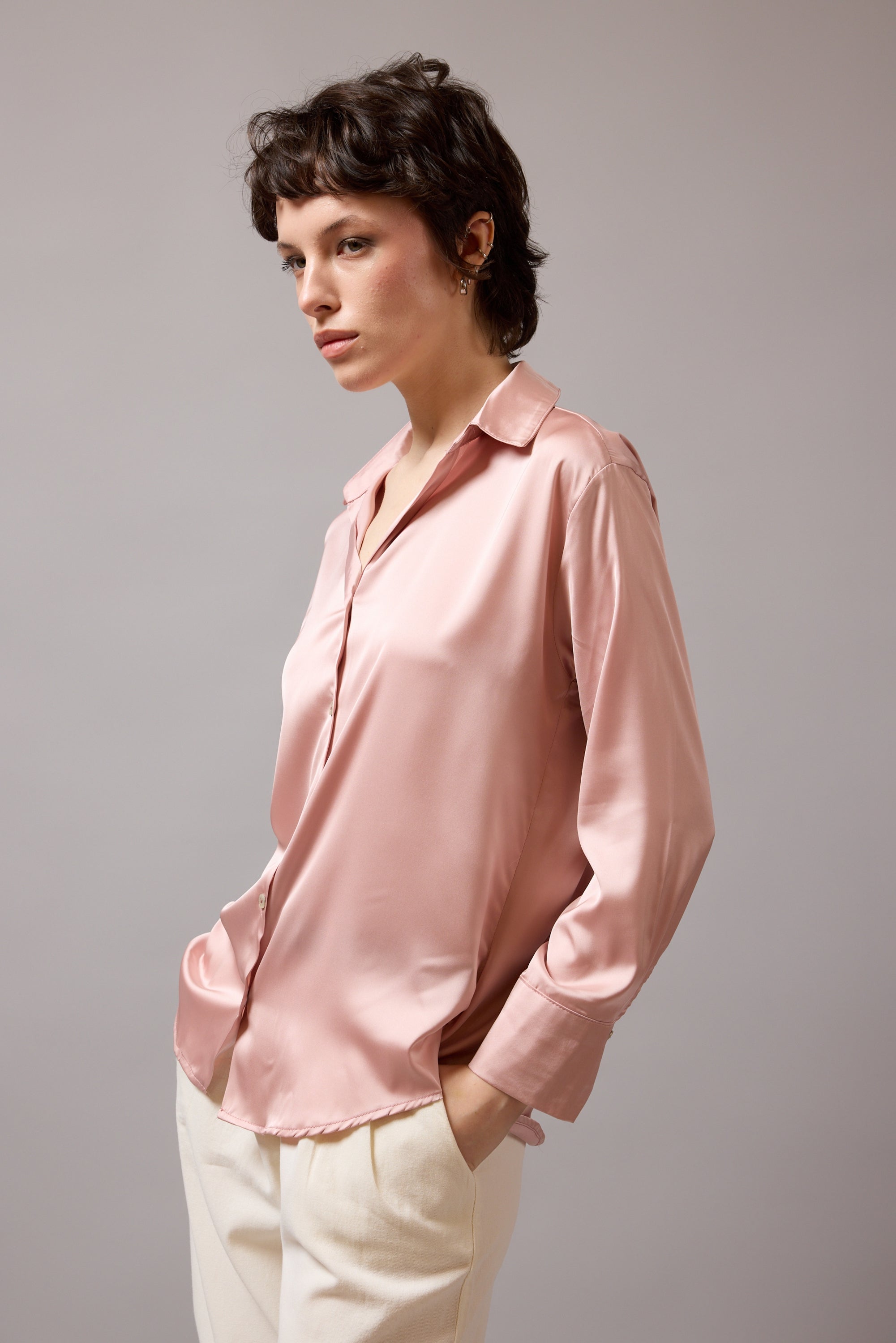 DÖKÜMLÜ SATEN GÖMLEK ROSE