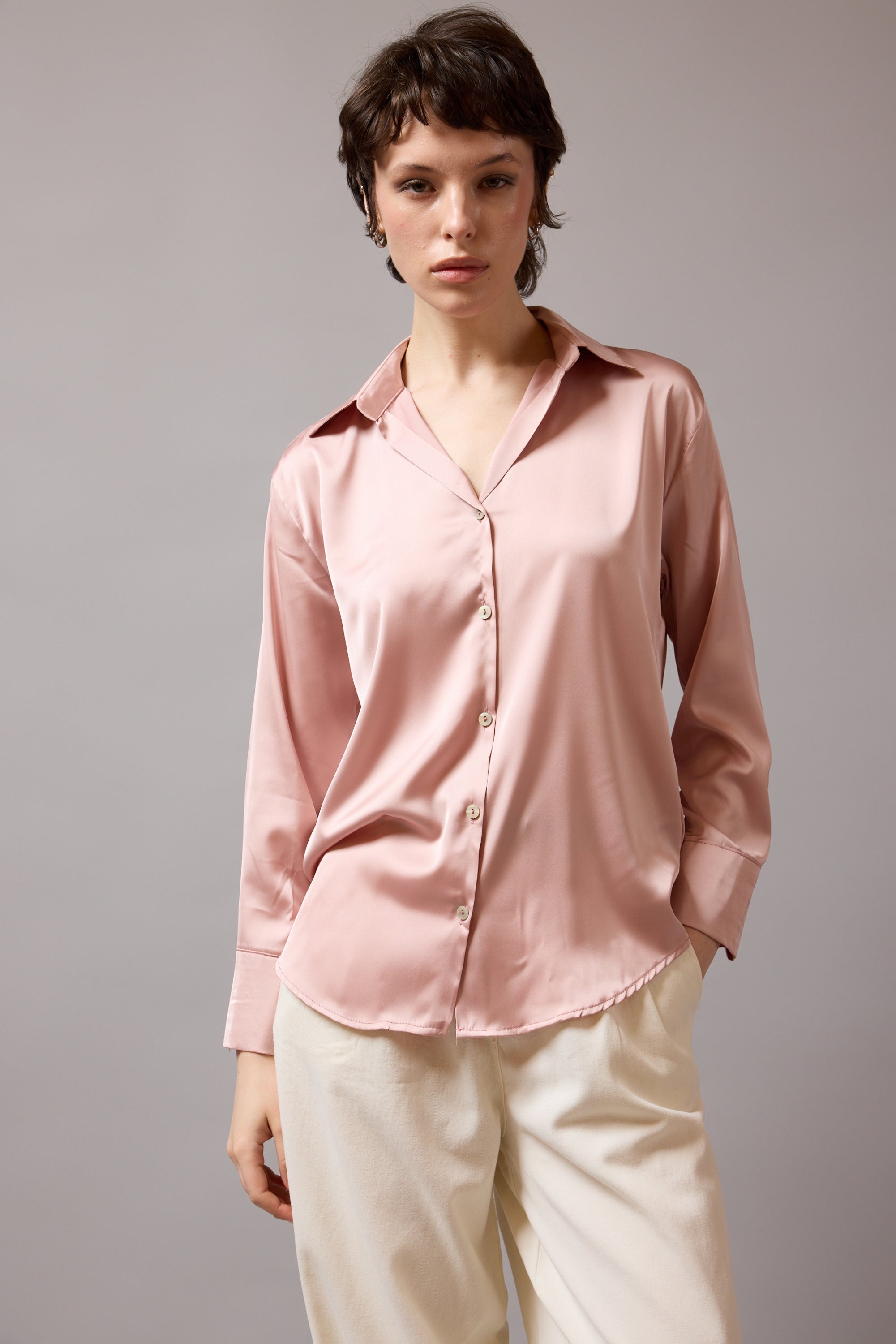 DÖKÜMLÜ SATEN GÖMLEK ROSE