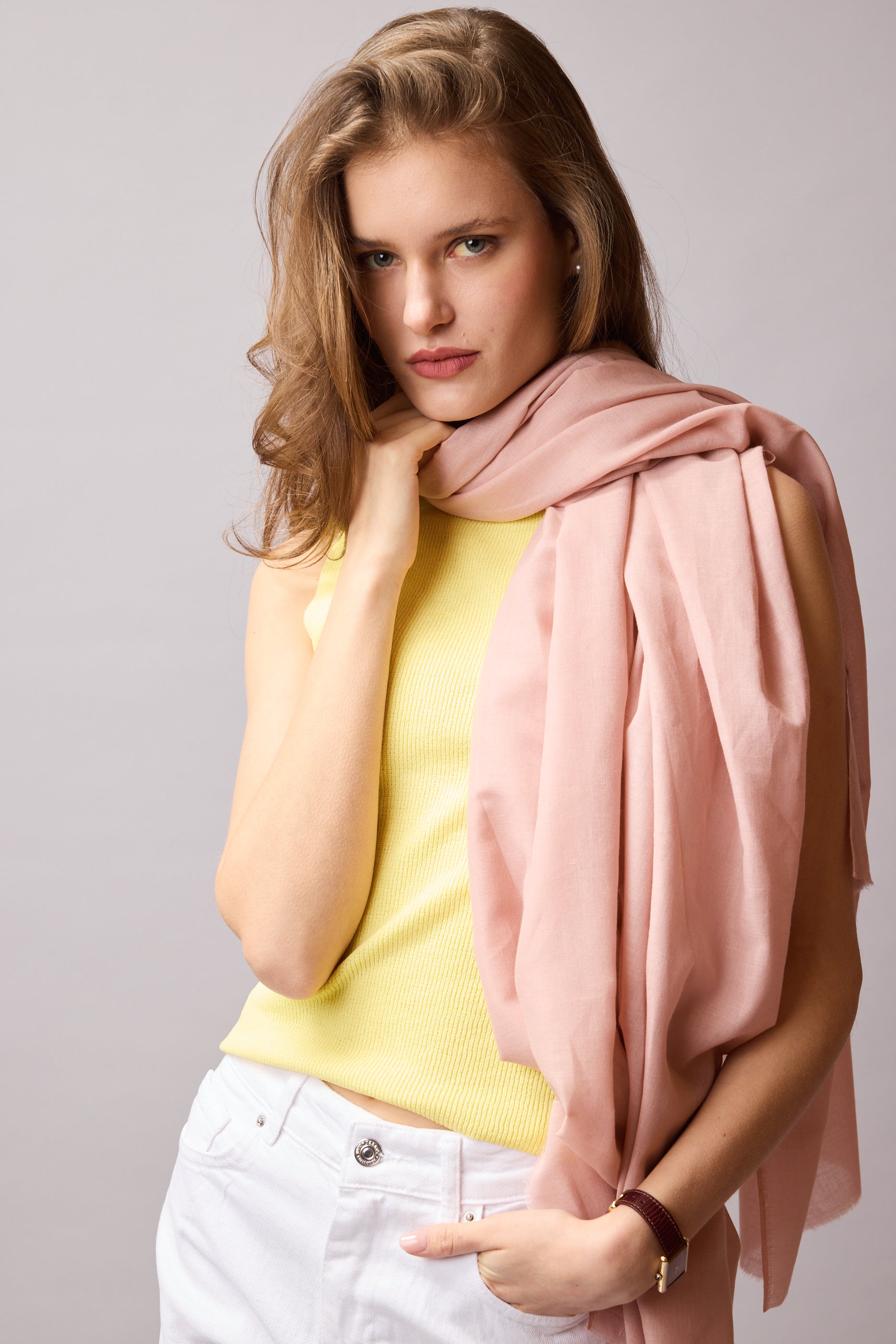 Pink Rose Organik Pamuk El Boyama Şal