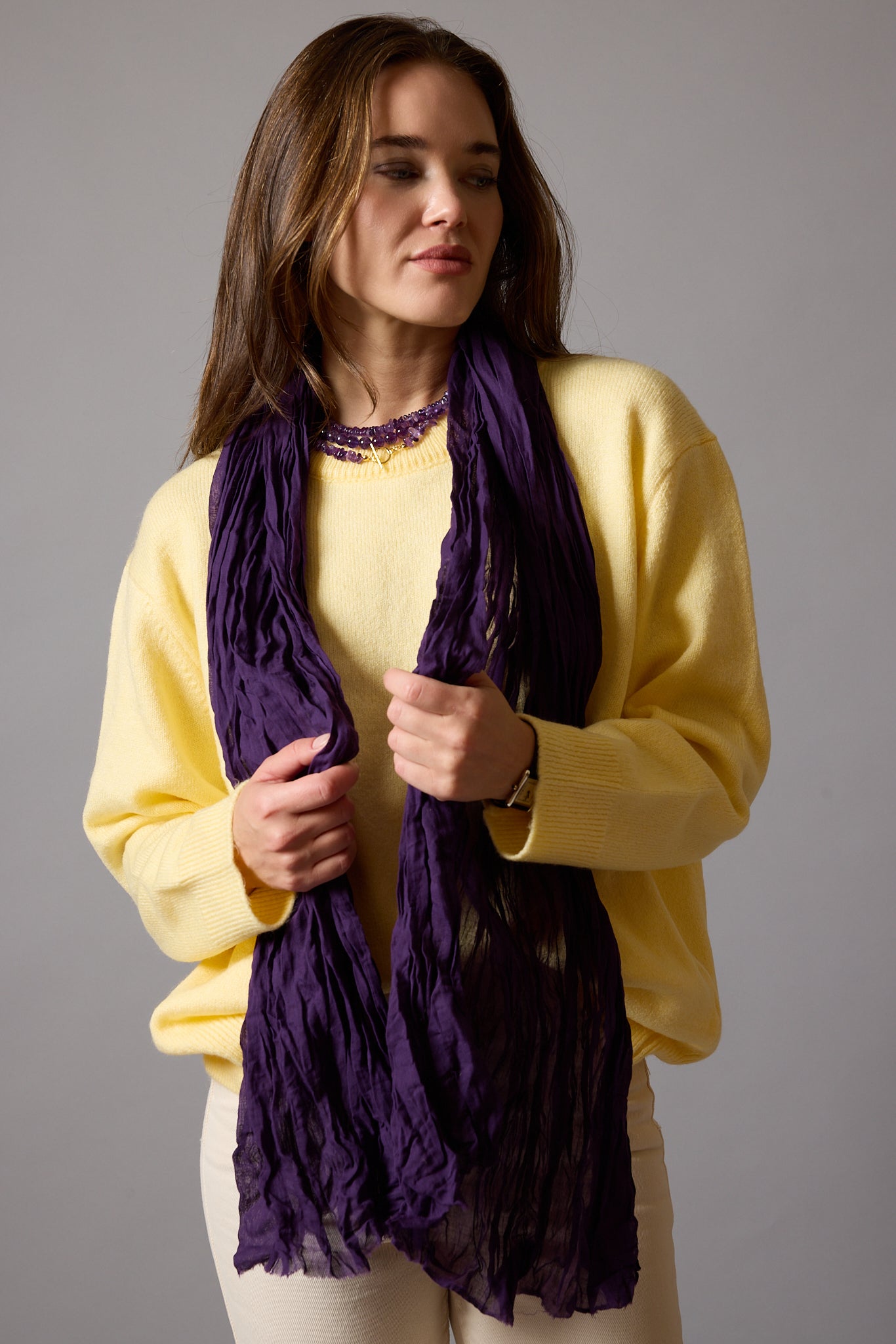 VIOLETTE ORGANIK PAMUK HANDMADE SAL
