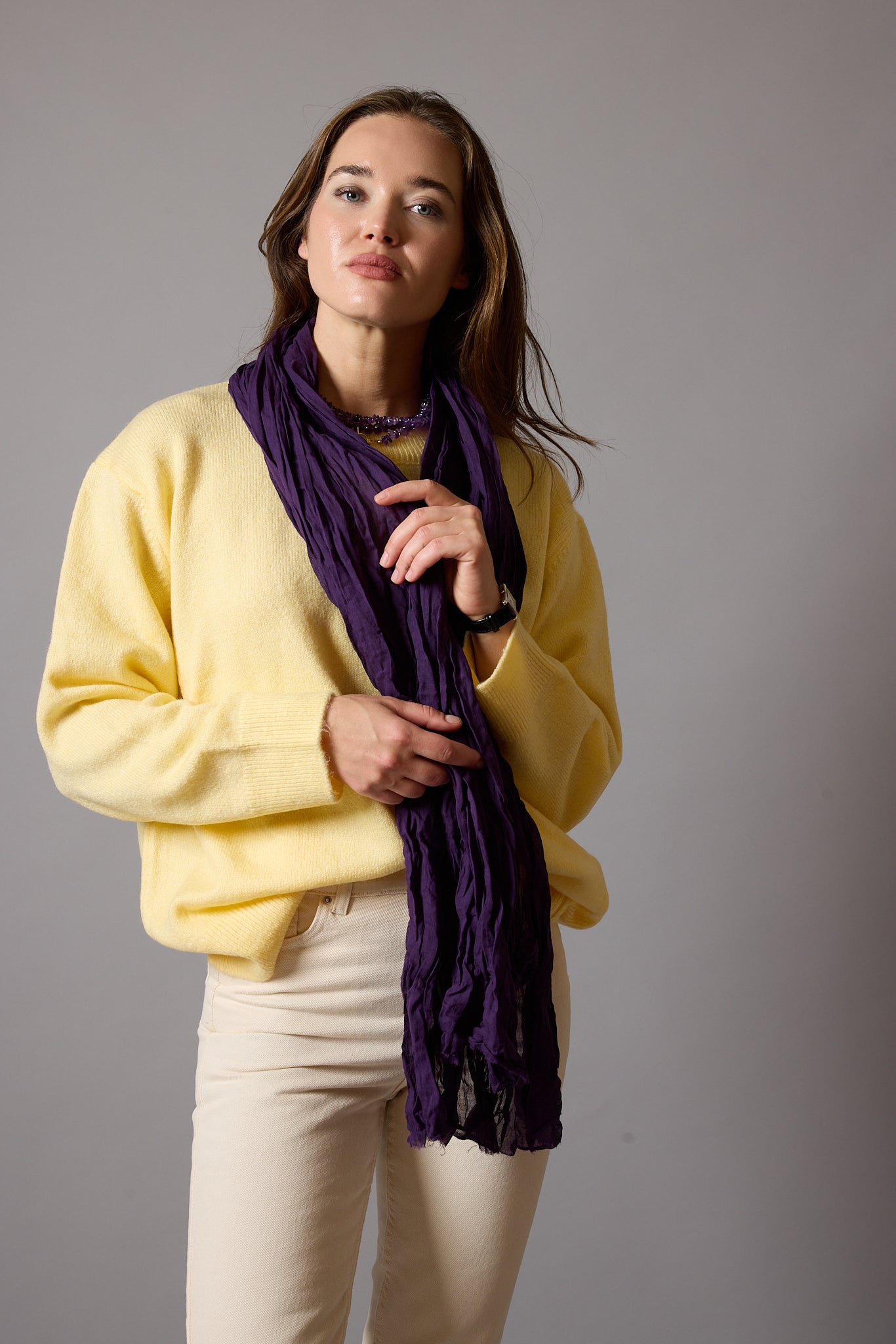 VIOLETTE ORGANIK PAMUK HANDMADE SAL