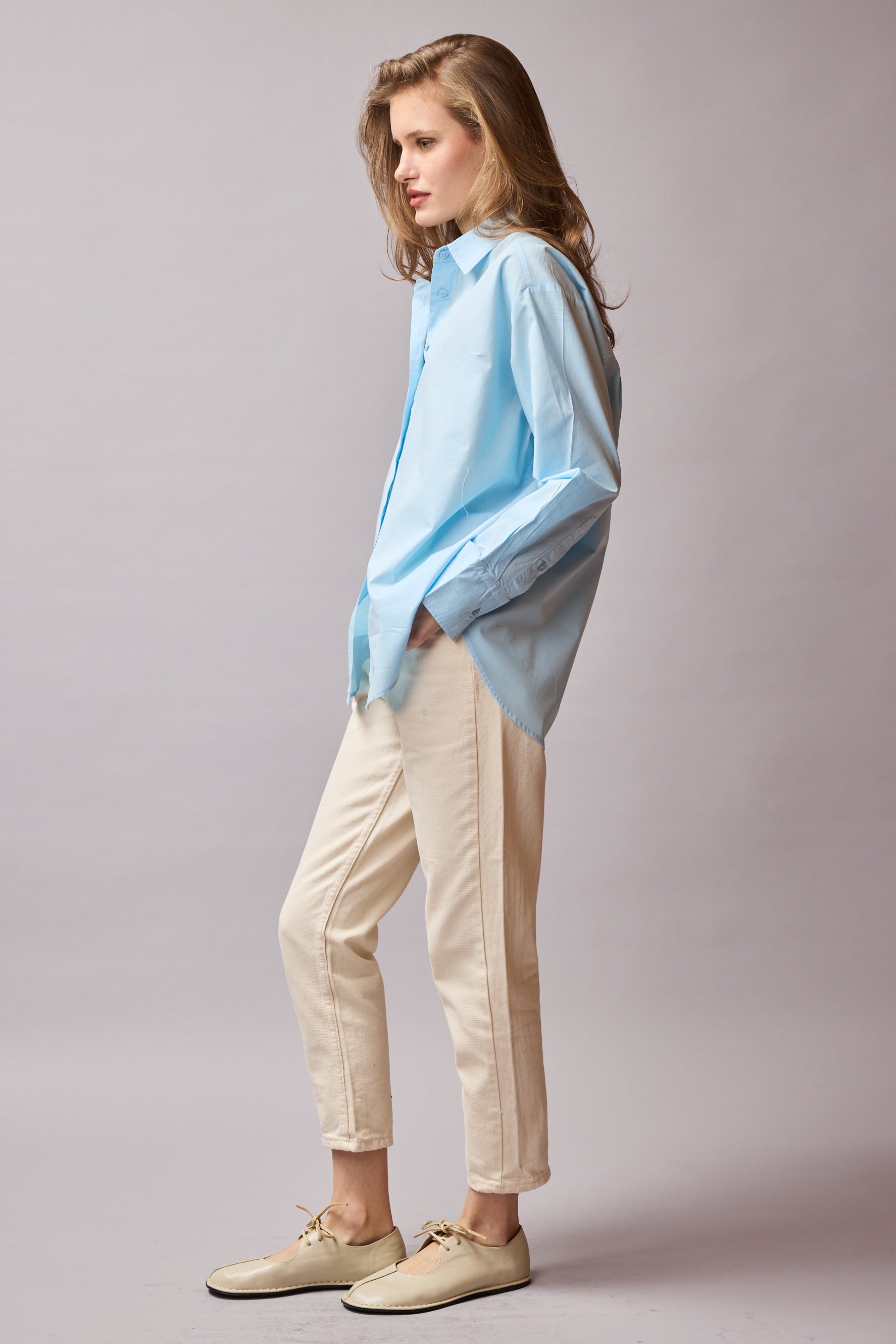 CLASSIC COLLAR OVERSIZE POPLIN SHIRT LIGHT BLUE