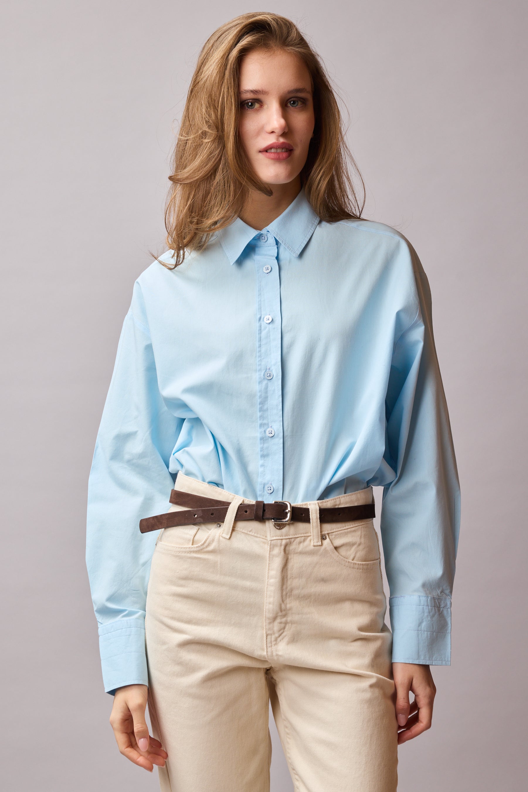 CLASSIC COLLAR OVERSIZE POPLIN SHIRT LIGHT BLUE