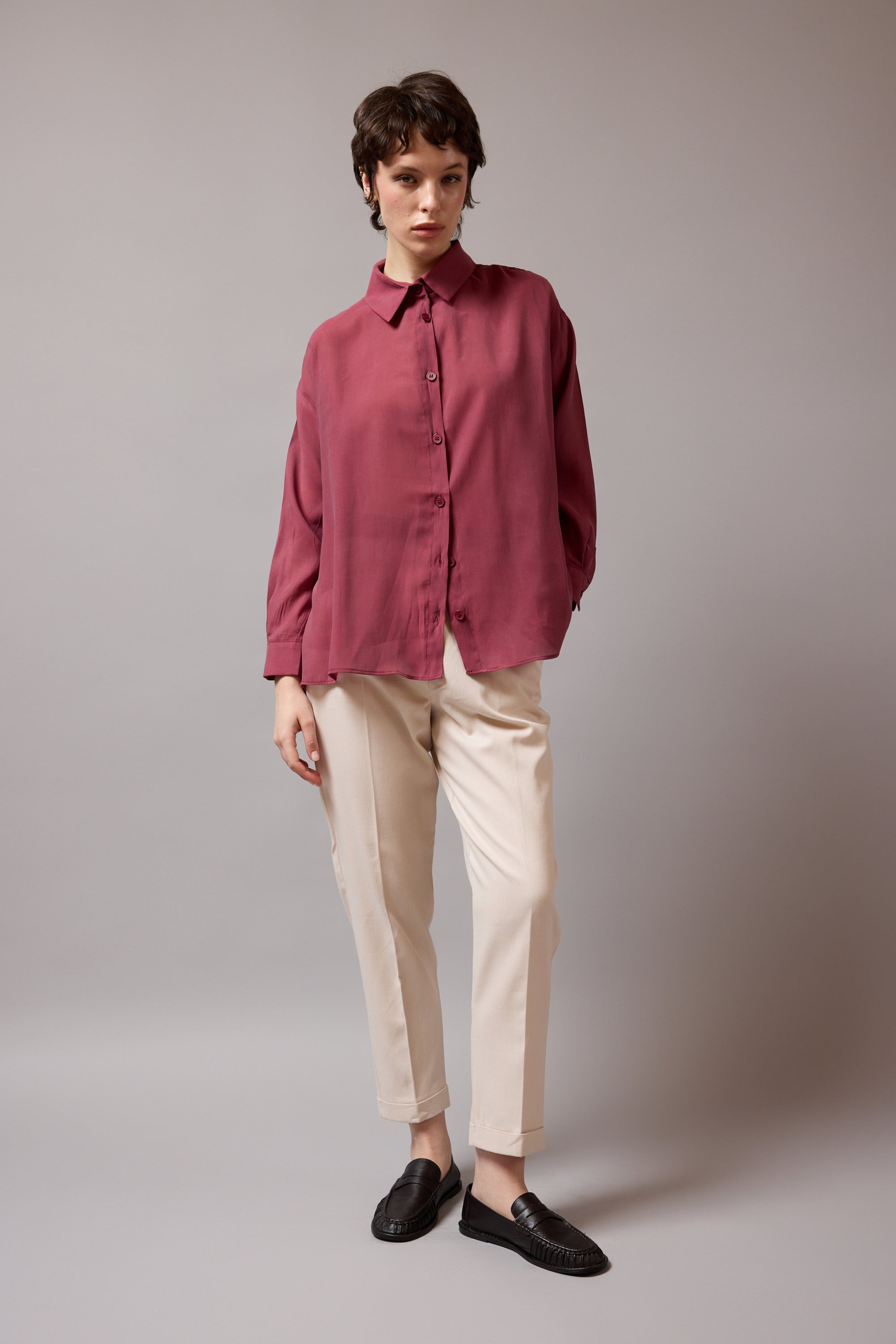 DOKUMLU TENSEL GOMLEK CHERRY