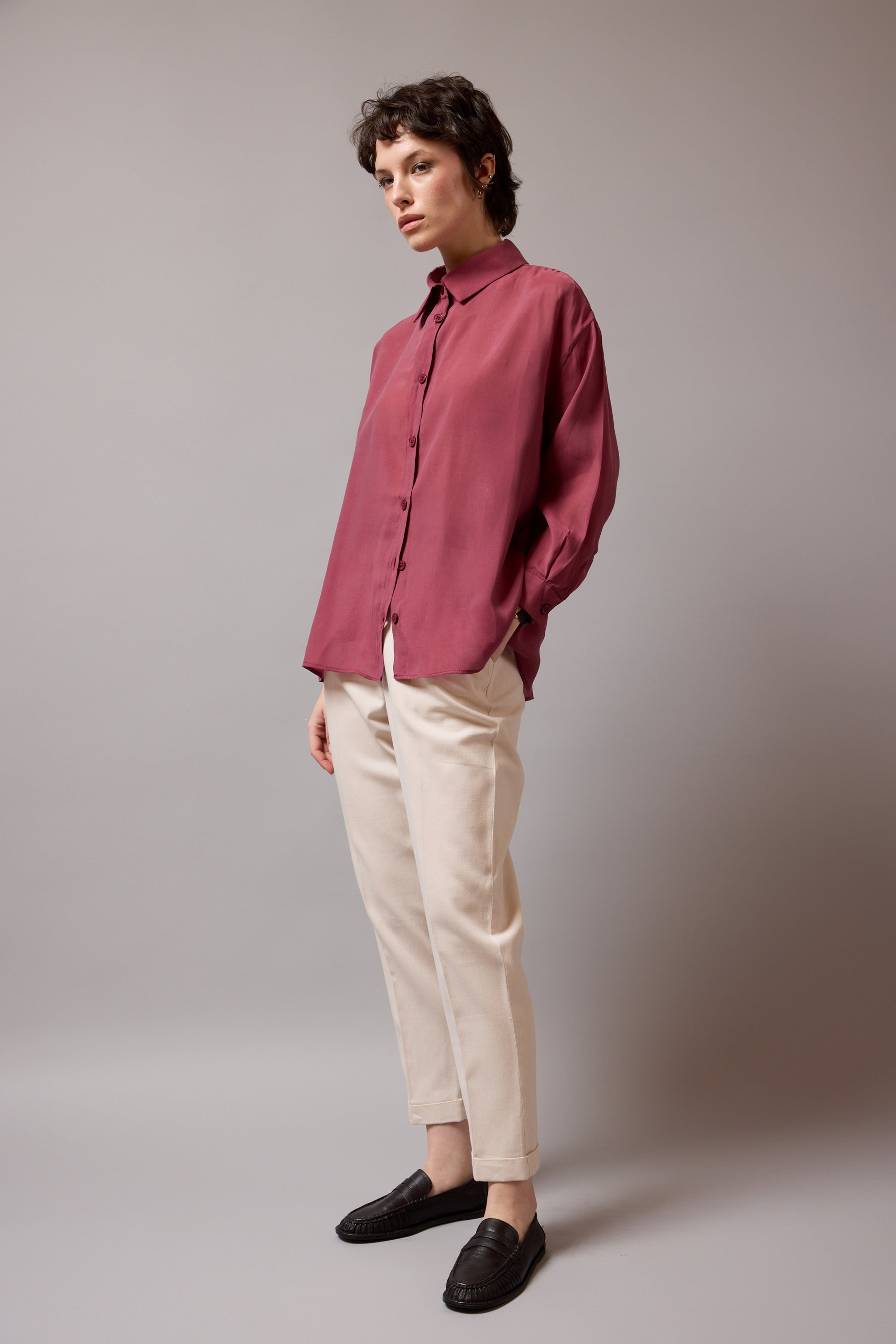 DOKUMLU TENSEL GOMLEK CHERRY