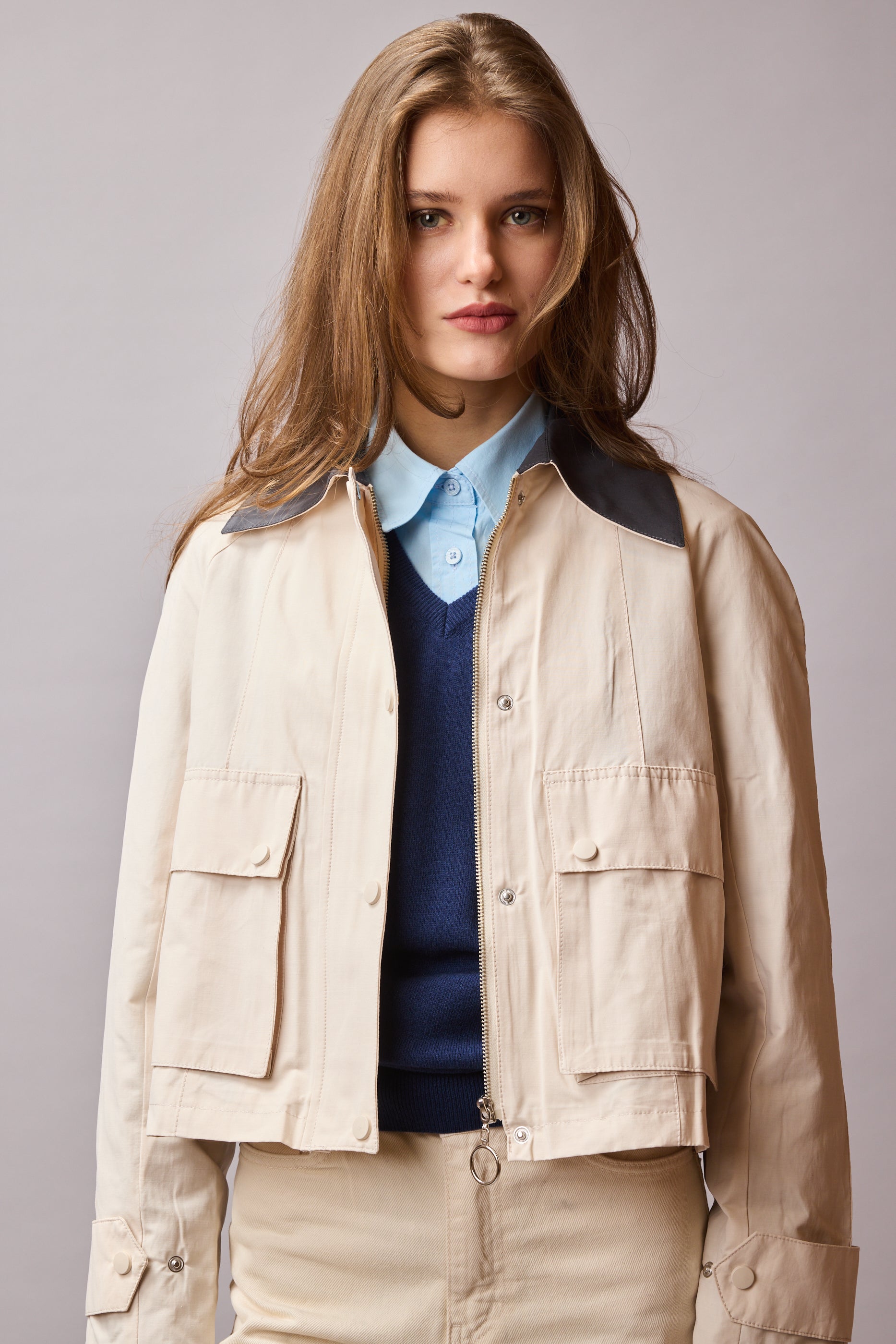 KAPAKLI CEPLI FERMUARLI CEKET TAS RENGI