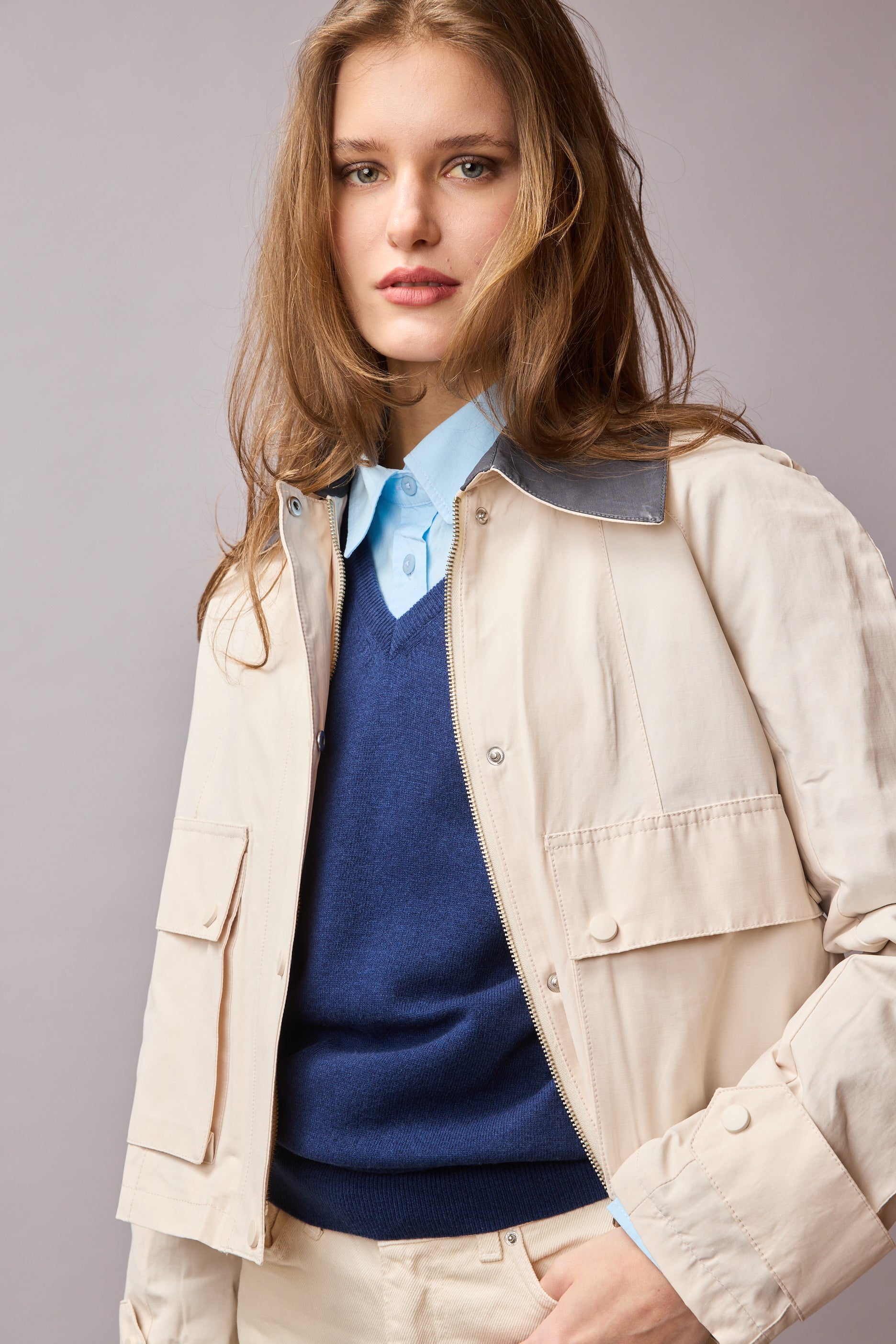 KAPAKLI CEPLI FERMUARLI CEKET TAS RENGI