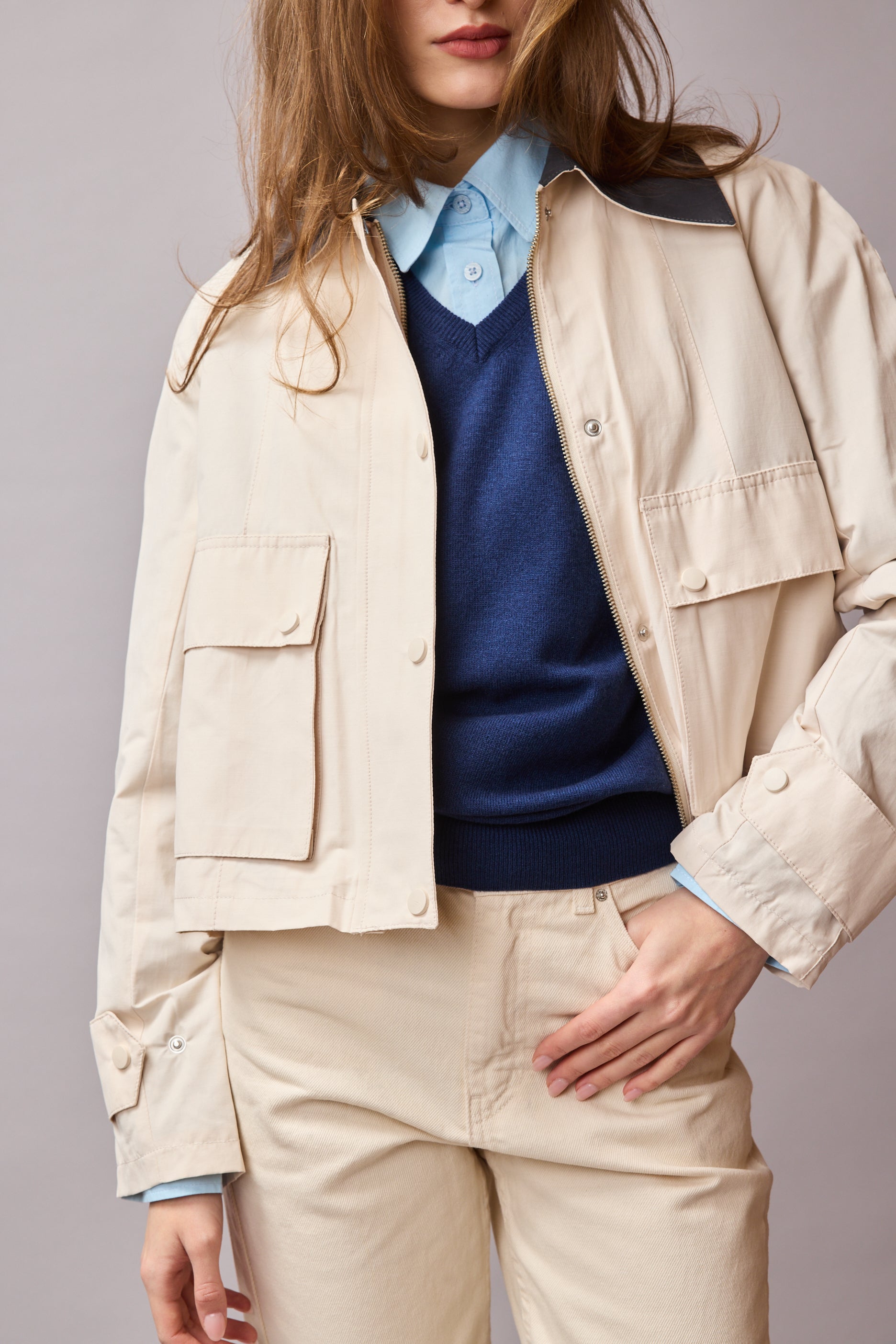 KAPAKLI CEPLI FERMUARLI CEKET TAS RENGI