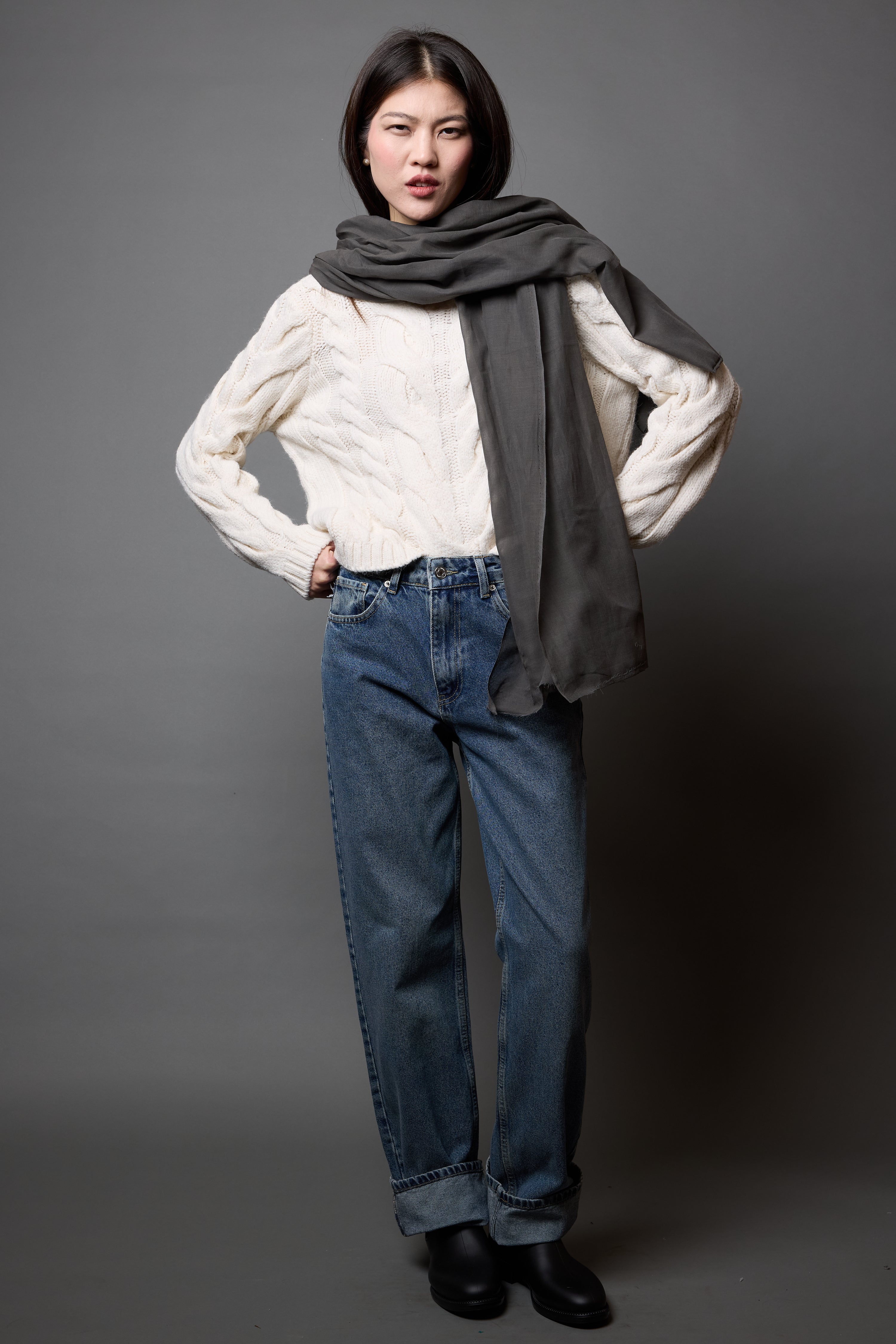 Grey Organic Cotton Handmade Shawl