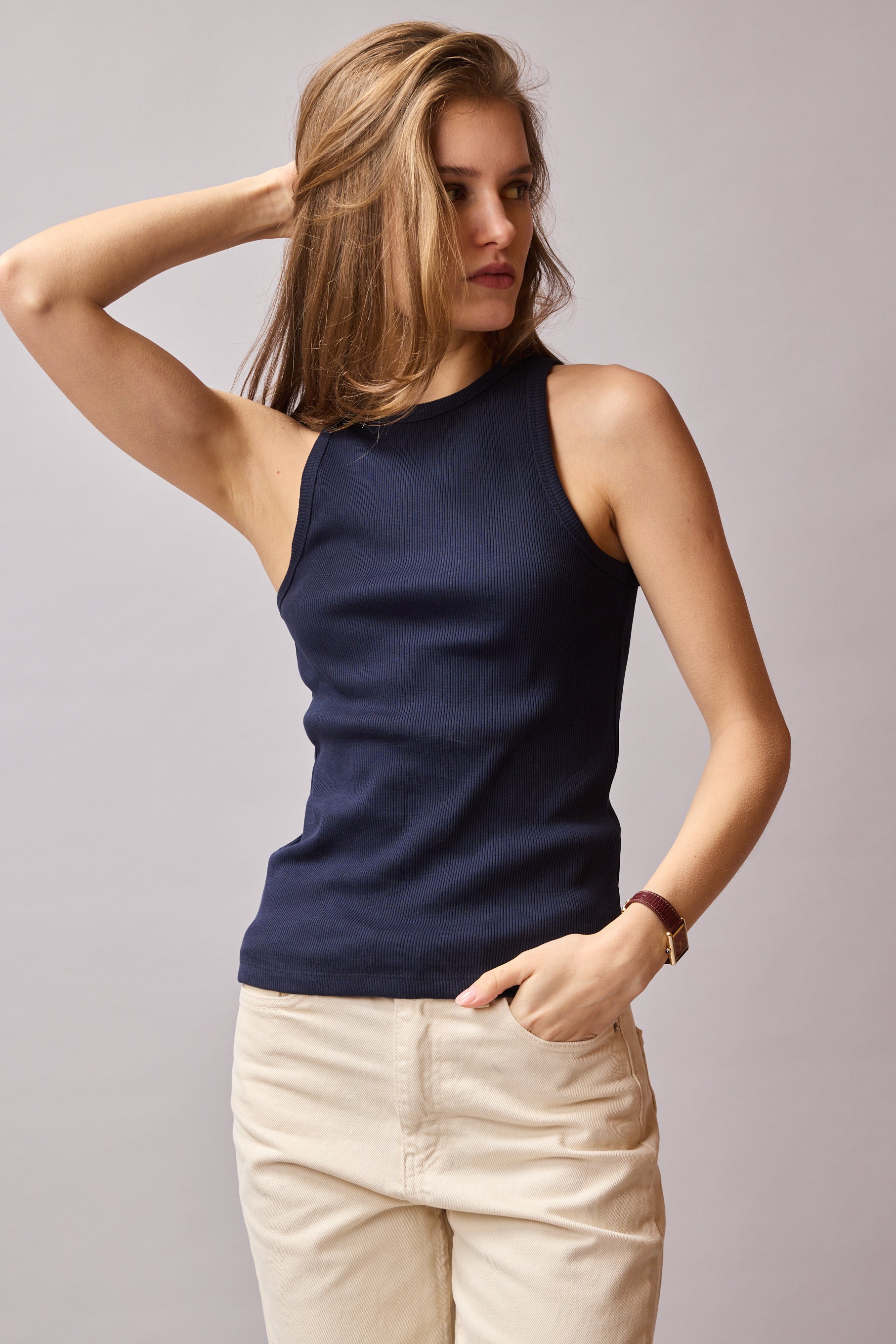 HALTER YAKA CROP TOP LACIVERT