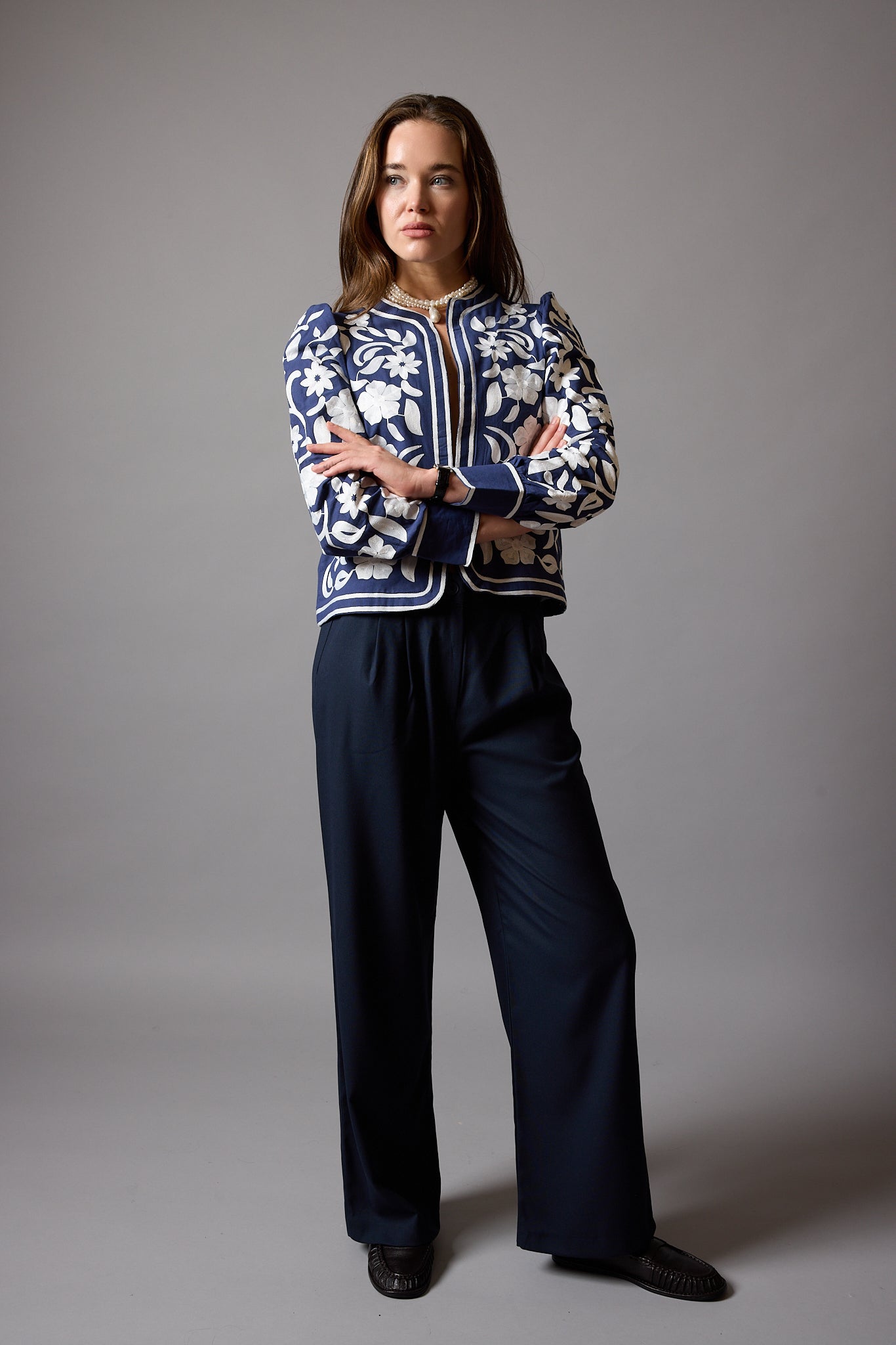 CIFT PILELI PALAZZO PANTOLON LACIVERT