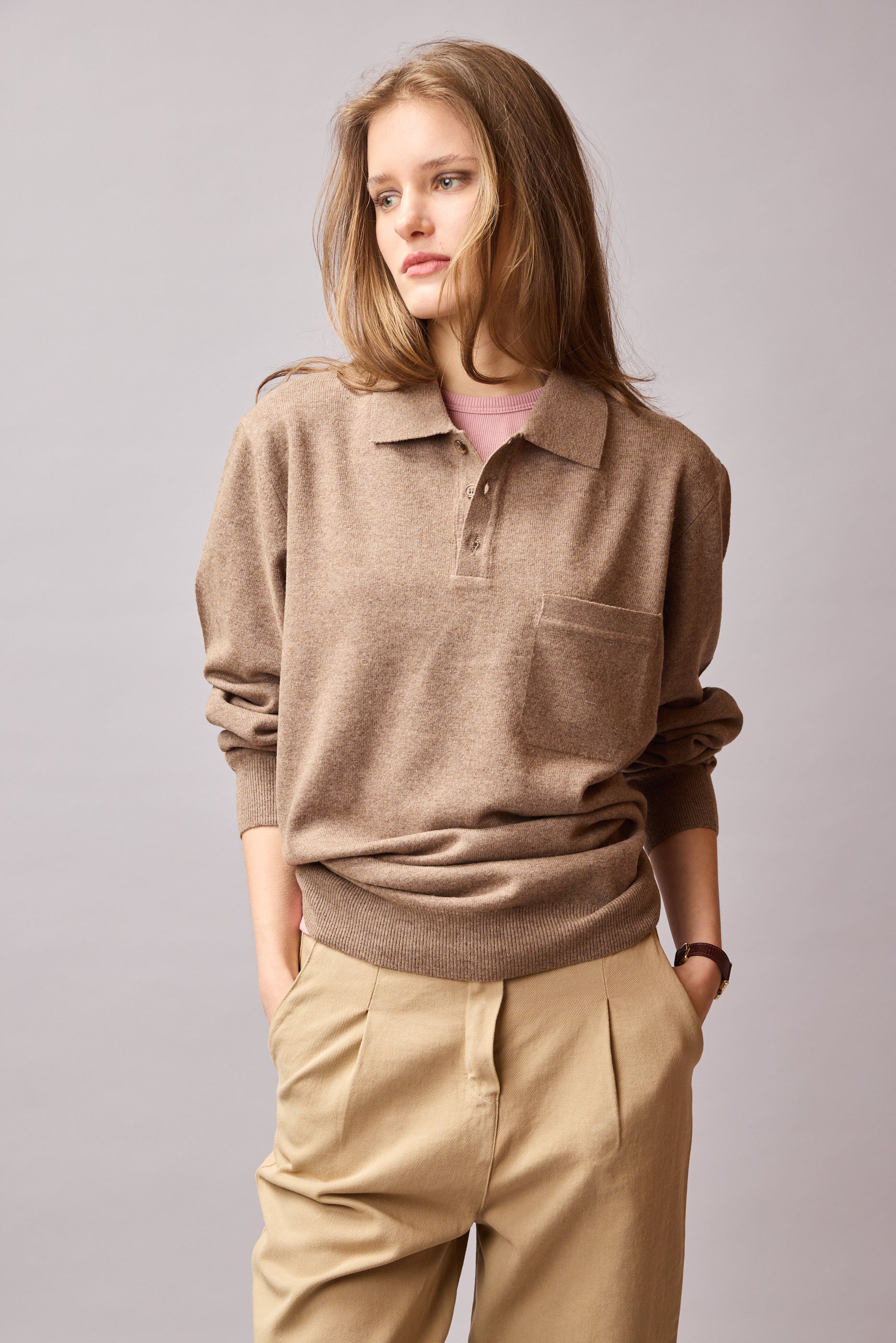 YUN POLO YAKA UNISEX KAZAK VIZON