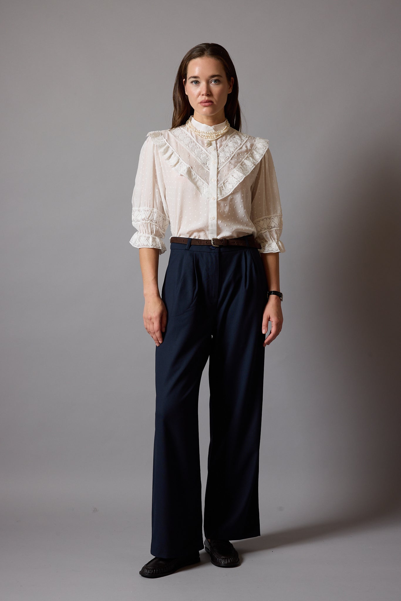 CIFT PILELI PALAZZO PANTOLON LACIVERT