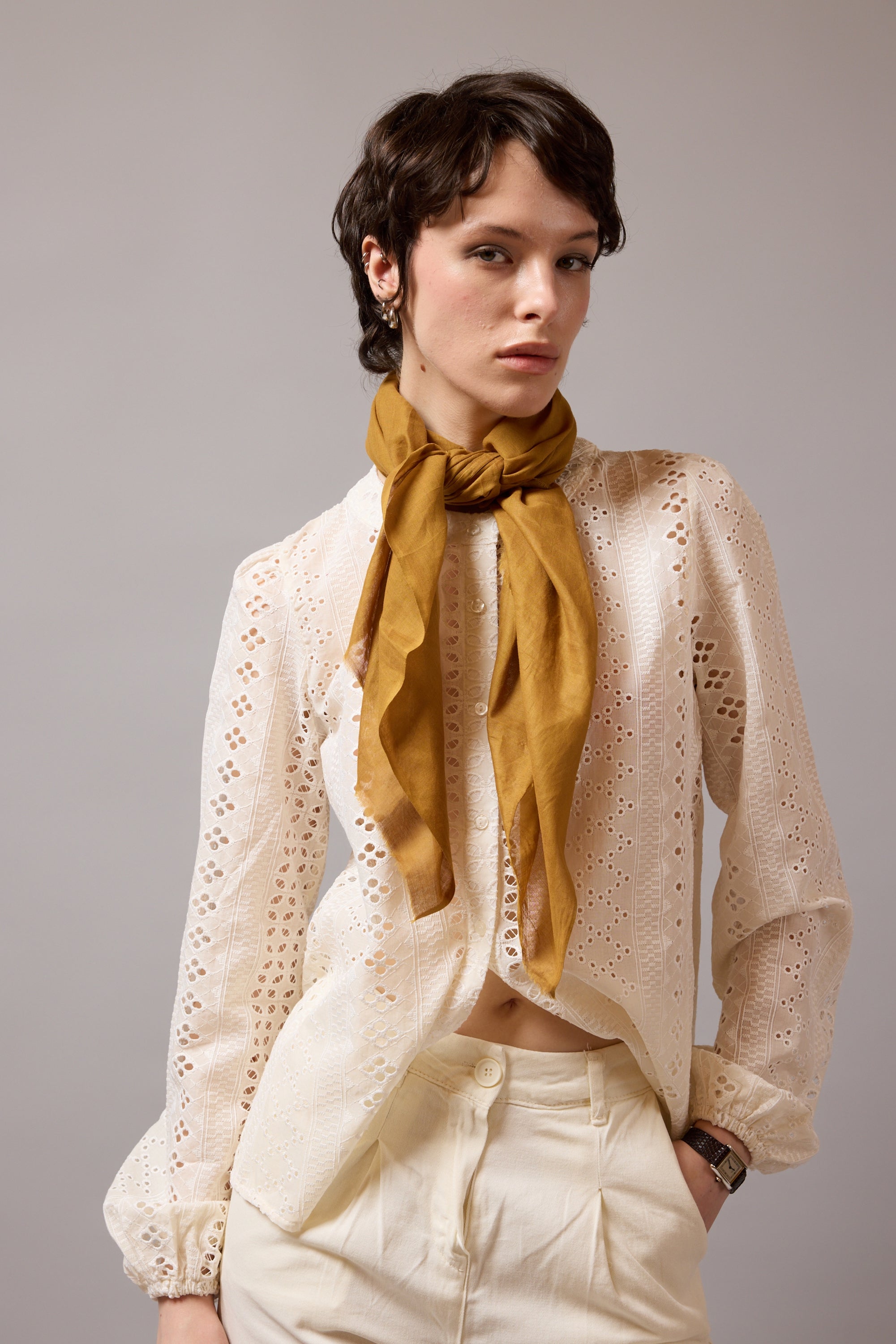 NUDE ORGANİK PAMUK HANDMADE KARE FULAR