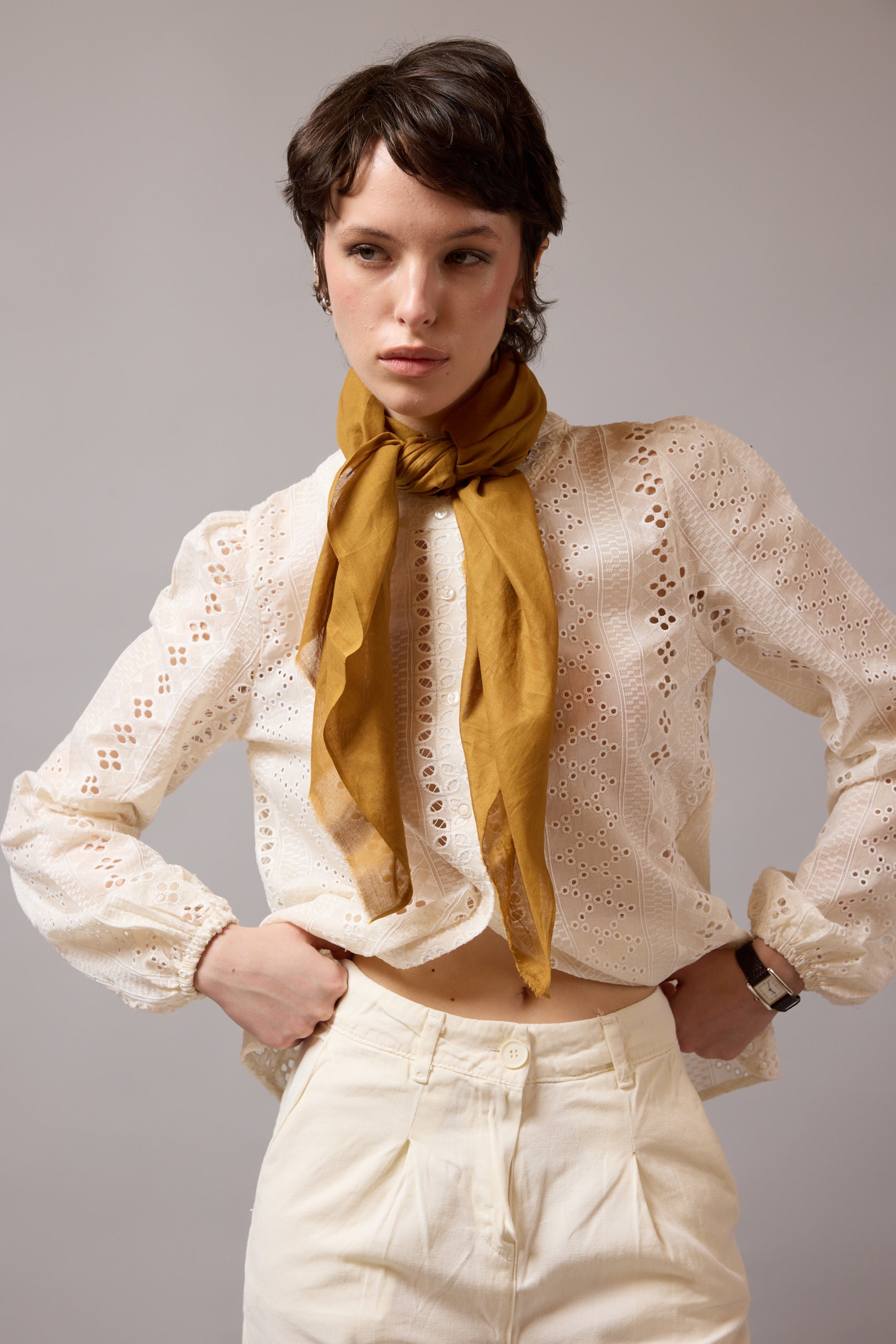 NUDE ORGANİK PAMUK HANDMADE KARE FULAR