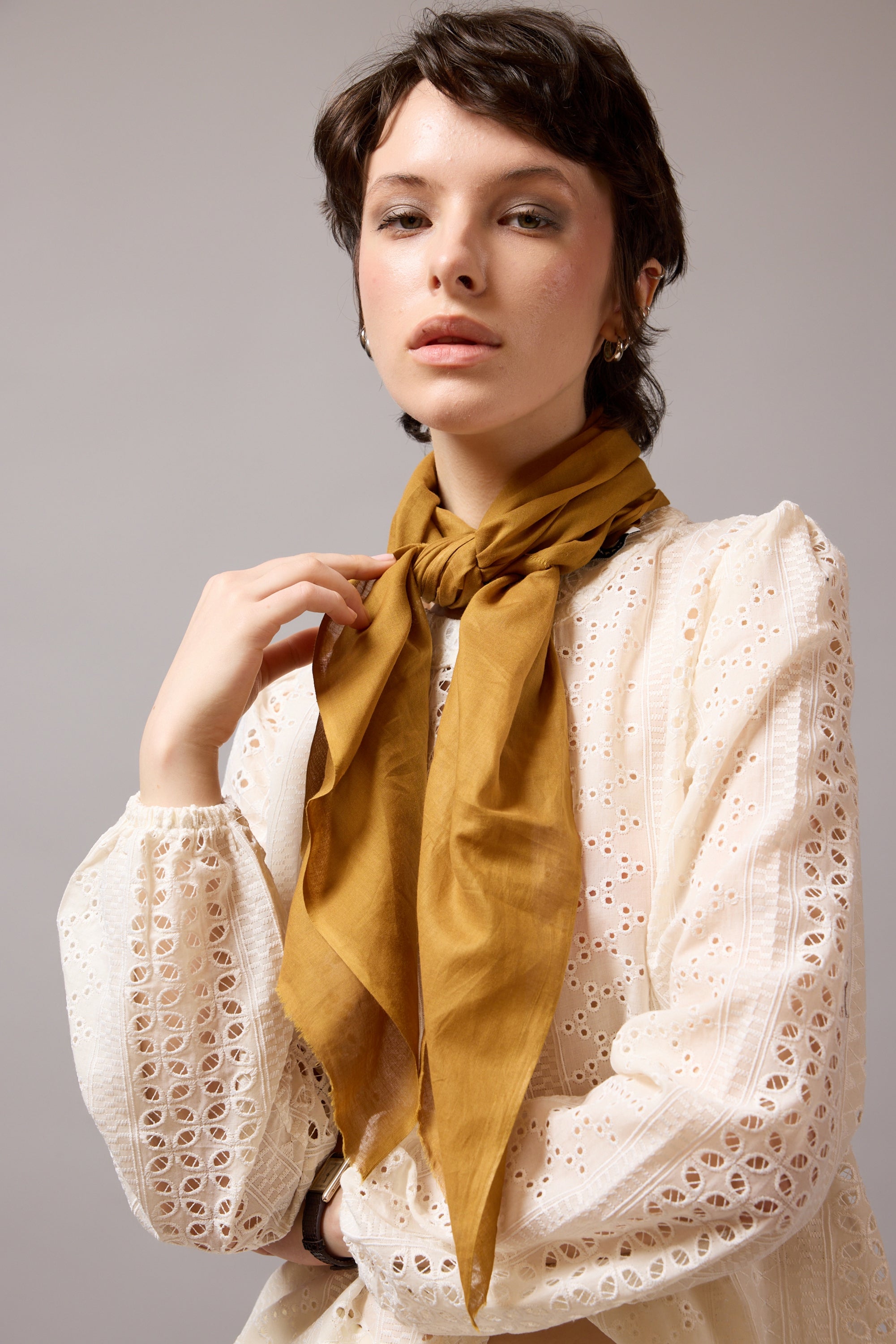 NUDE ORGANİK PAMUK HANDMADE KARE FULAR