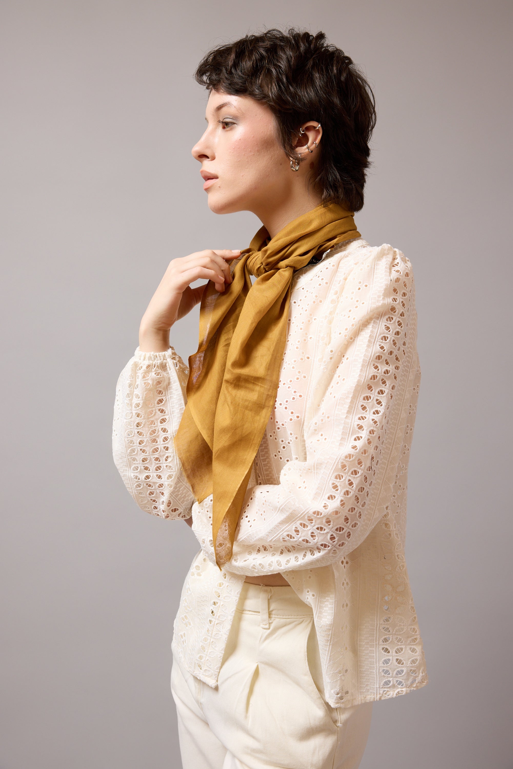 NUDE ORGANİK PAMUK HANDMADE KARE FULAR