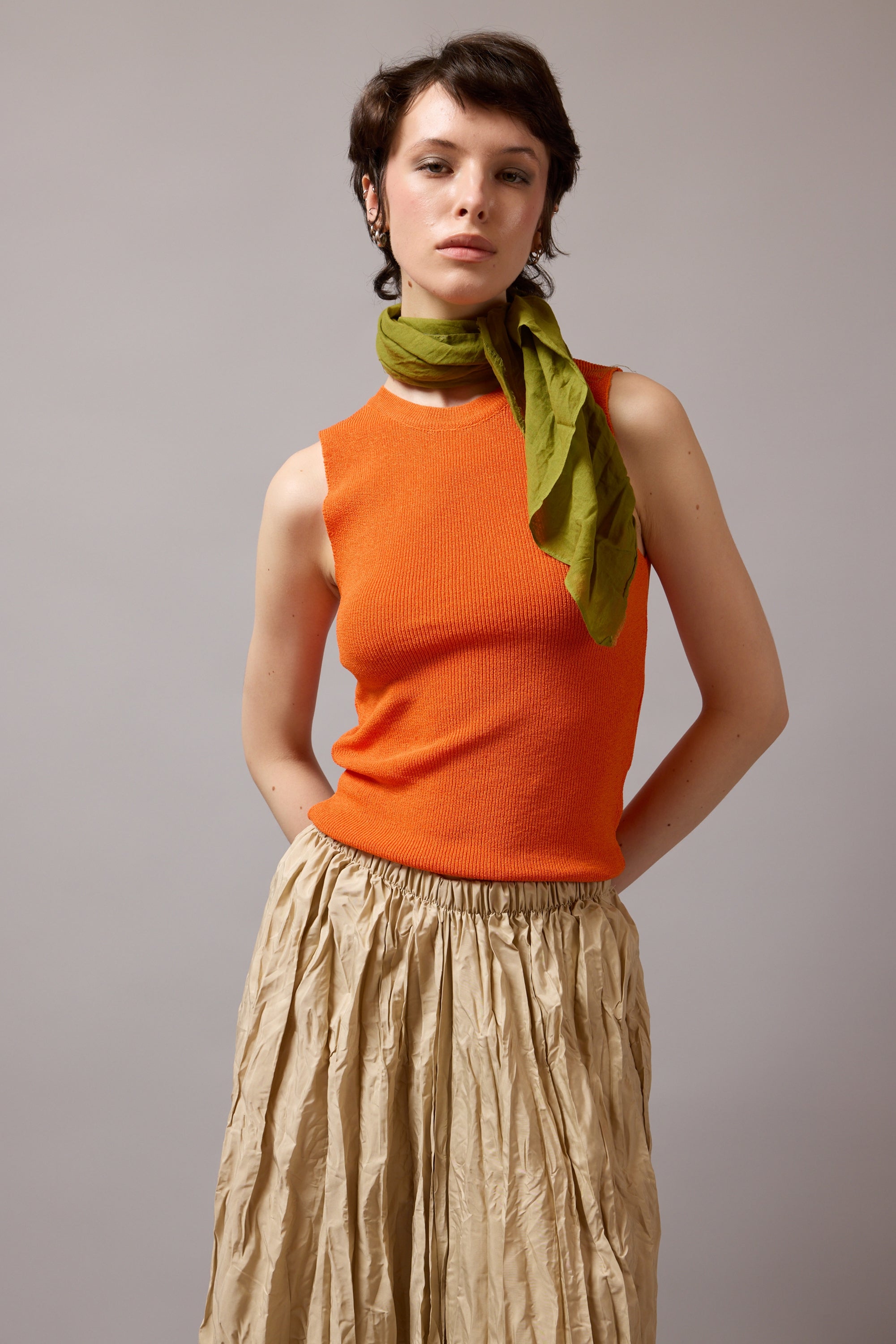 OLIVE ORGANİK PAMUK HANDMADE KARE FULAR