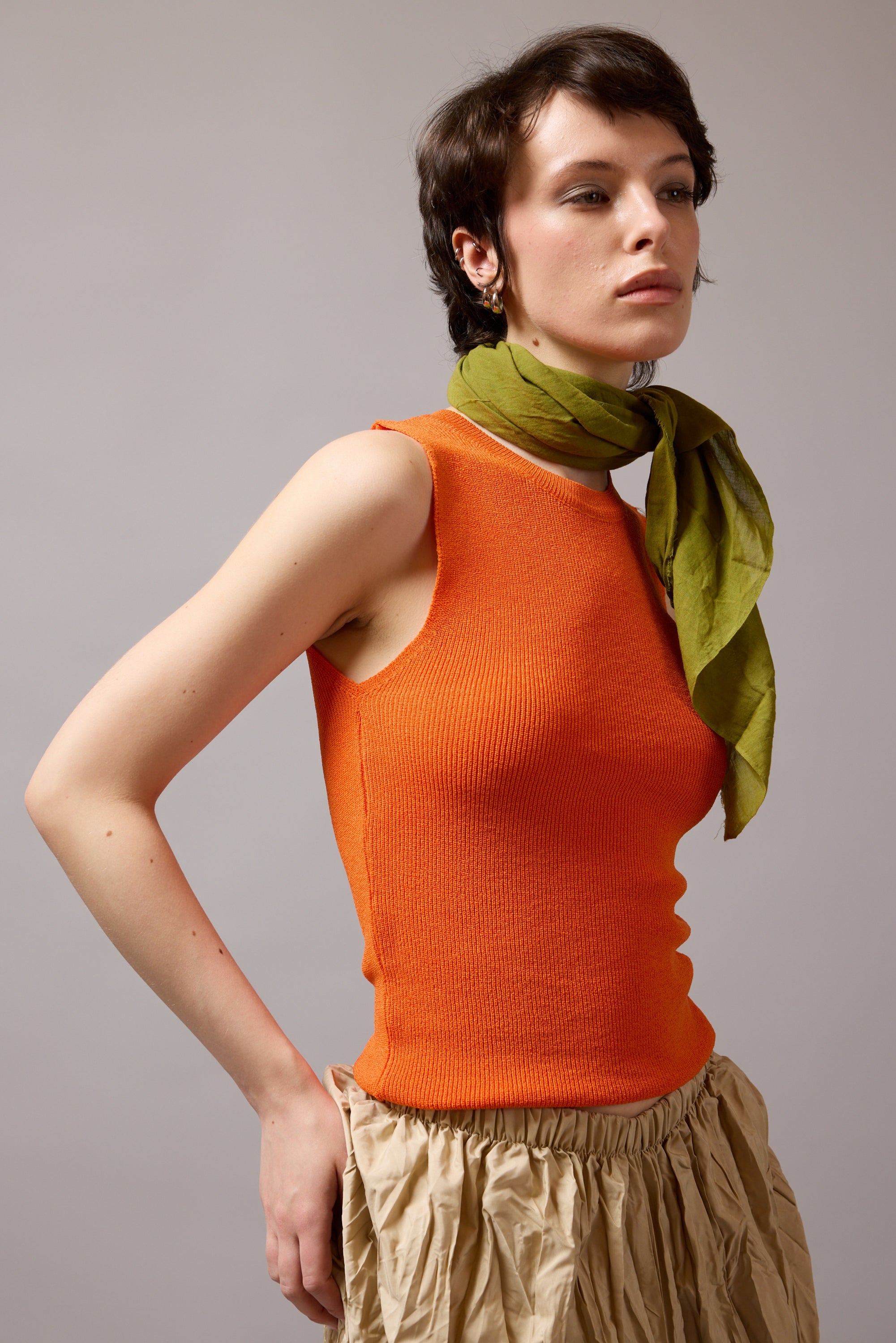 OLIVE ORGANİK PAMUK HANDMADE KARE FULAR