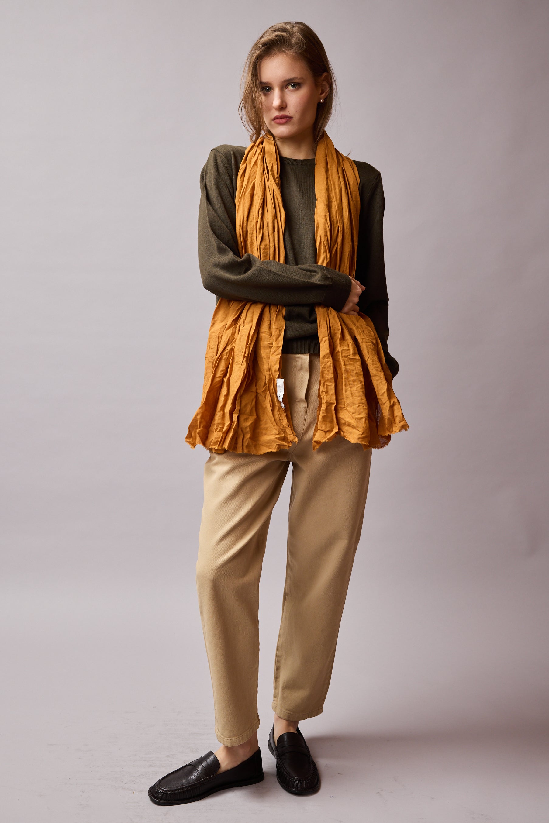 Honey Mustard Organic Cotton Handmade Shawl