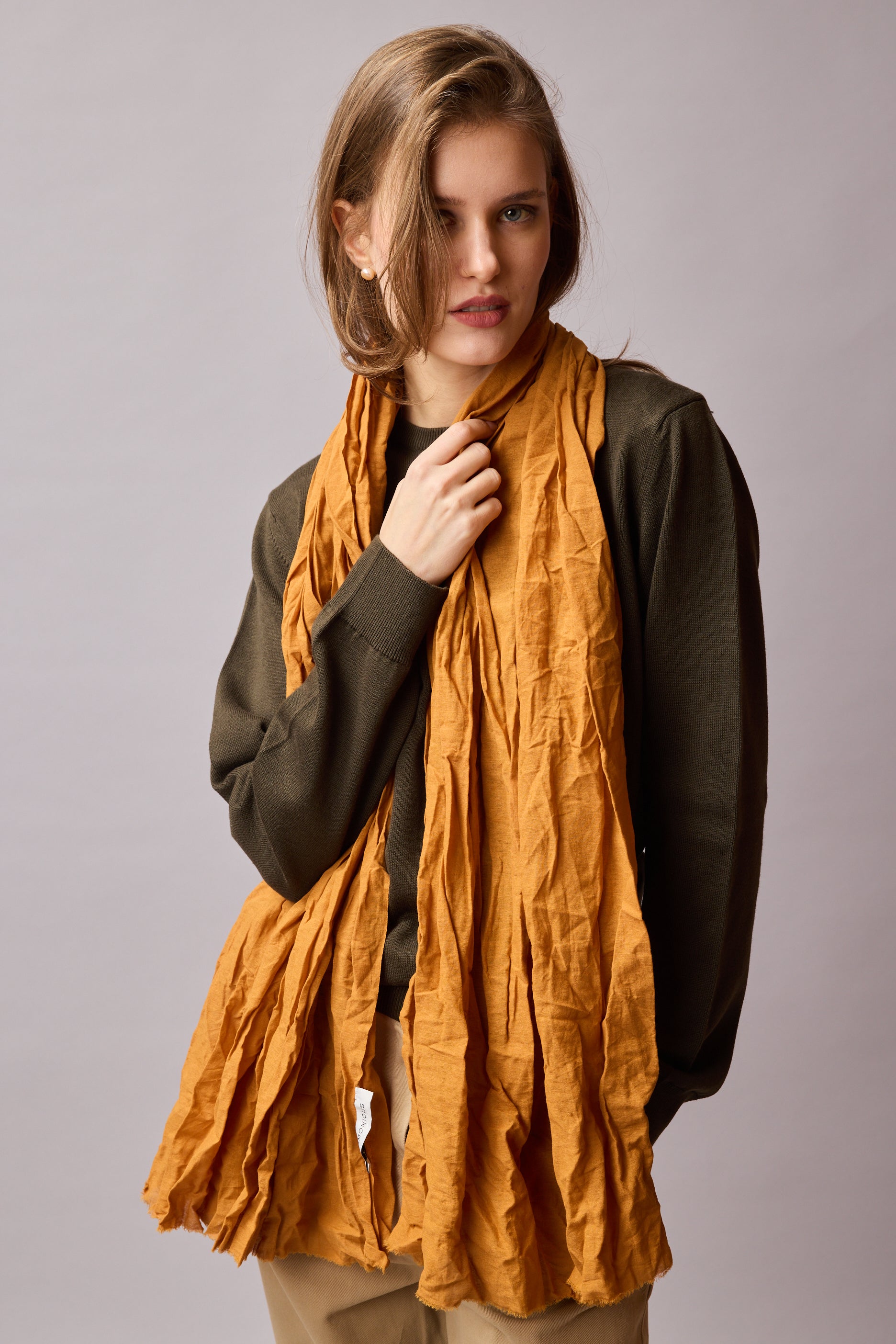 Honey Mustard Organic Cotton Handmade Shawl