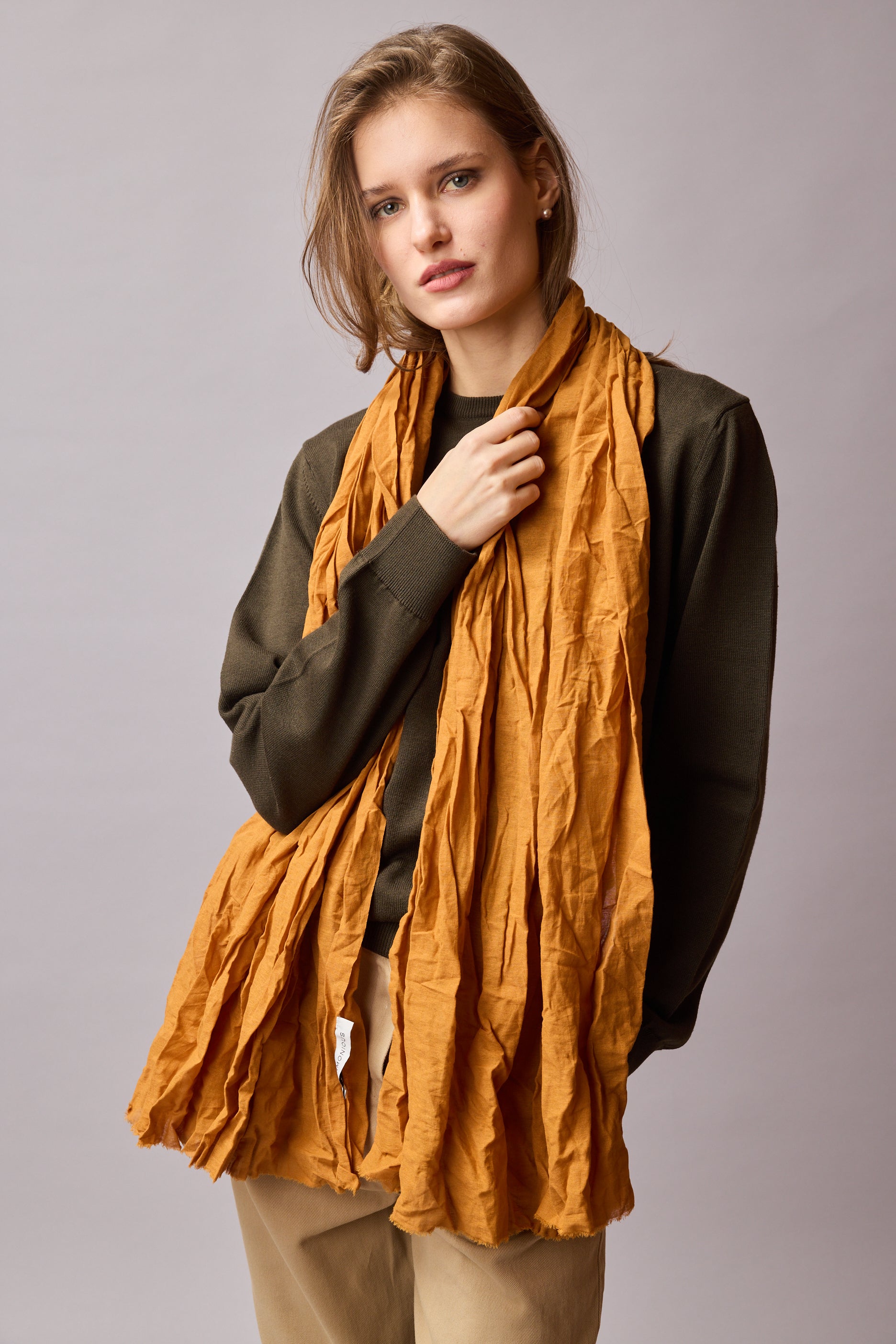 Honey Mustard Organic Cotton Handmade Shawl