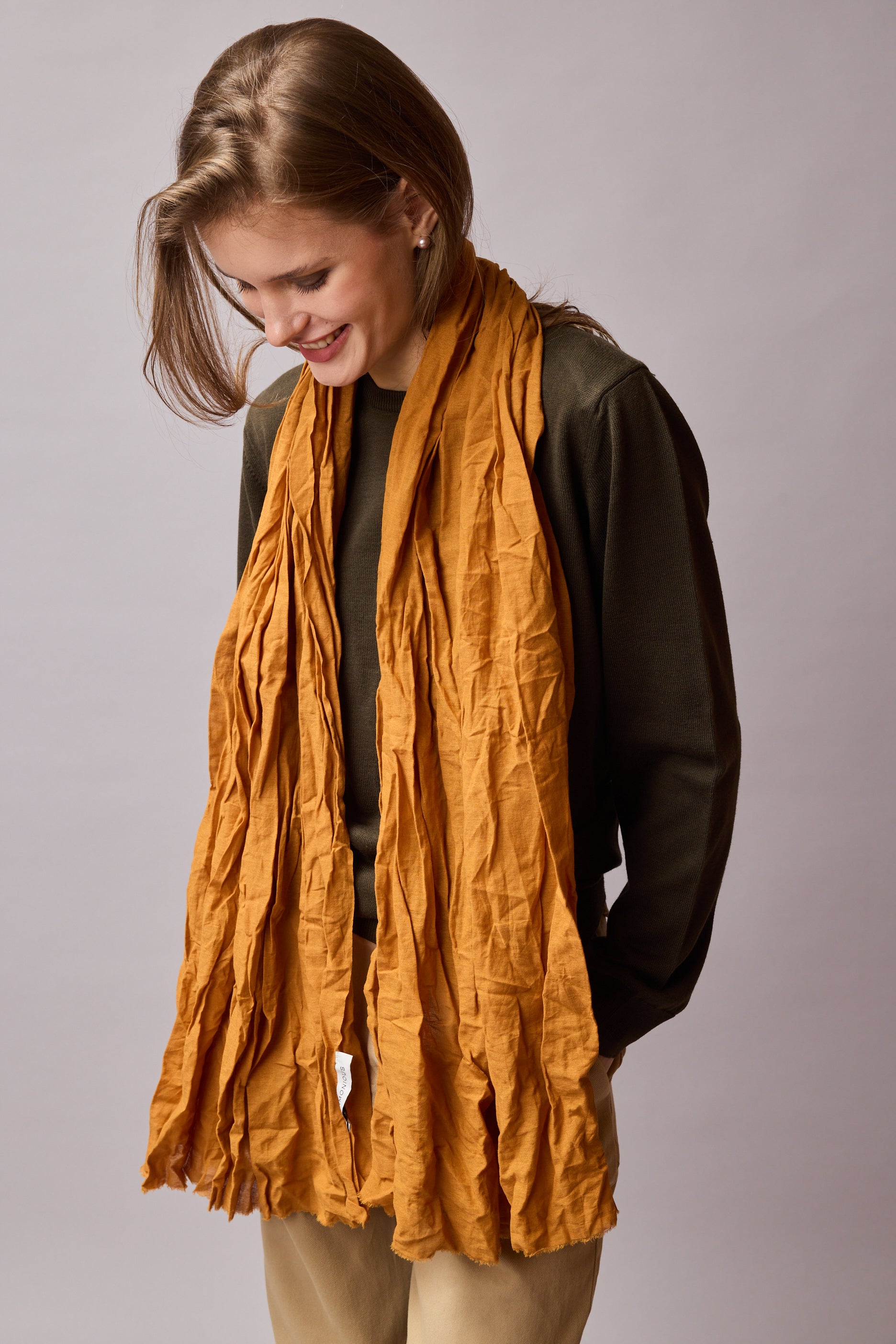 Honey Mustard Organic Cotton Handmade Shawl