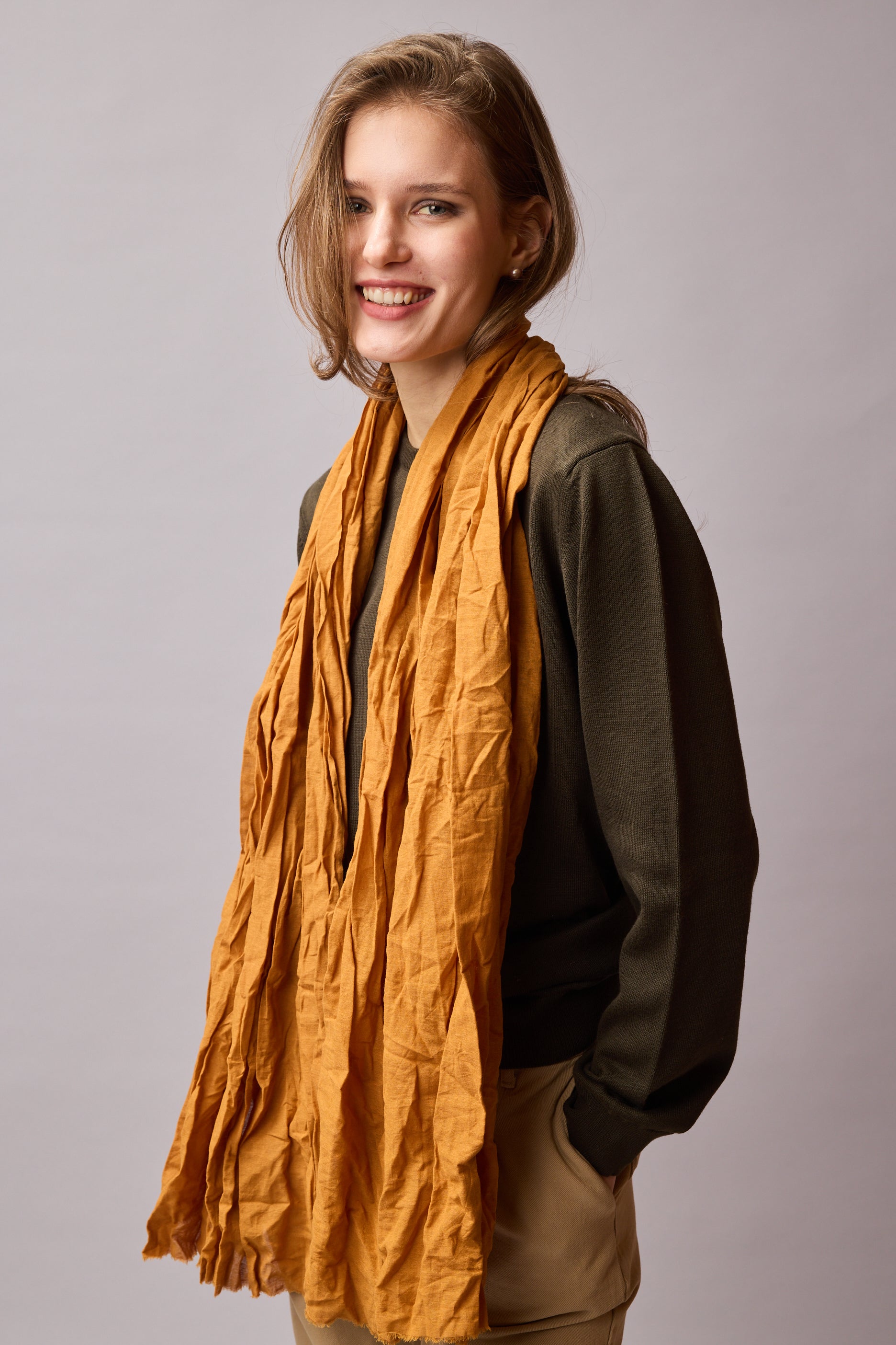 Honey Mustard Organic Cotton Handmade Shawl